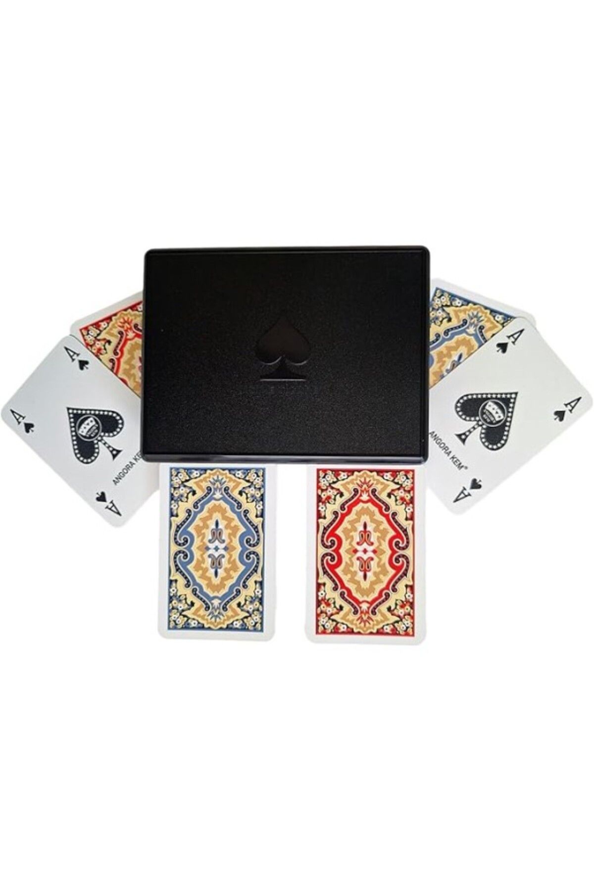 ShopZum Msmeticaret Angora Kem Kutulu Plastik Iskambil Oyun Kartı Çift Deste - Plastic Playing Cards Doubl