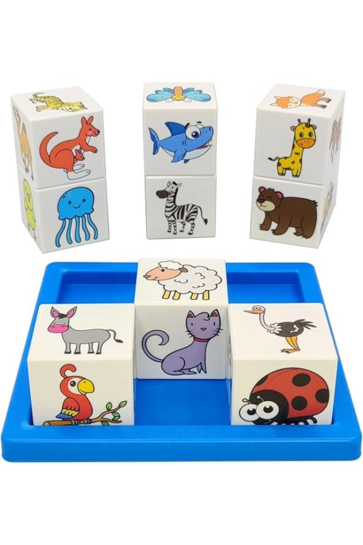 ShopZum Hayvanat Bahçesi (Zoo) - 9 Çıngıraklı Küp 54 Farklı Hayvan Figürü-Bul-Sınıflandır-Diz-Kule Yap
