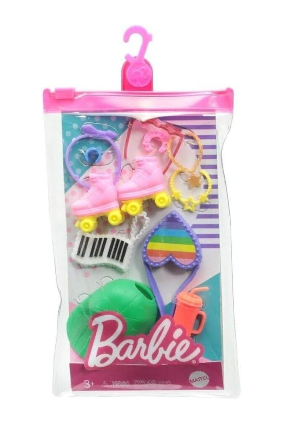 ShopZum Barbie Grc12 Aksesuarlar Kalp Şekilli Çanta,paten,taç,şapka