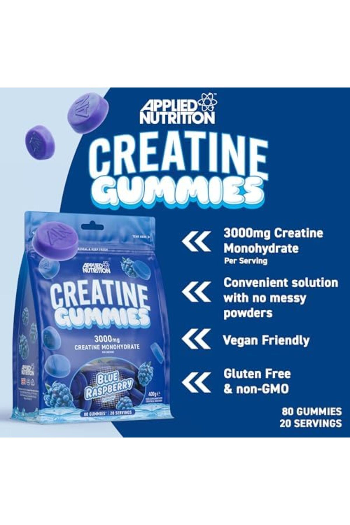 applied nutrition-Creatine Gummies - 3000mg Creatine Monohydrate per Serving - 80 Chewable Vegan Gum 4