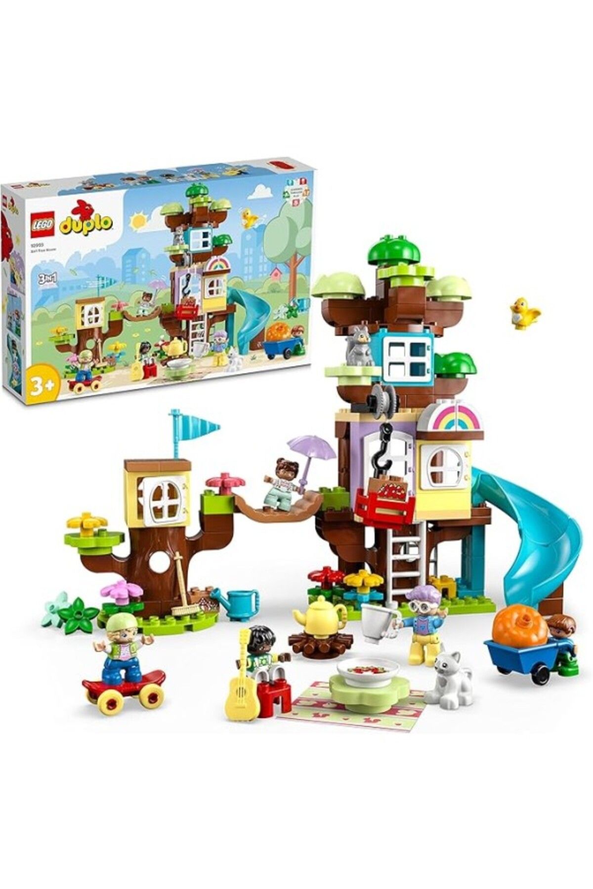 ShopZum Duplo 3’Ü 1 Arada Ağaç Ev 10993-3 Yaş Ve Üzeri Yaratıcı Oyuncak Yapım Seti (126 Parça)