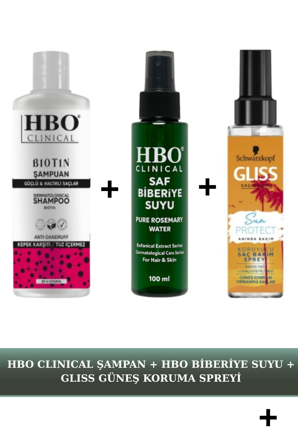 hbo Clınıcal Biotin Şampuan + HBO Clınıcal Saf Biberiye Suyu + Glıss Güneş Koruma Spreyi