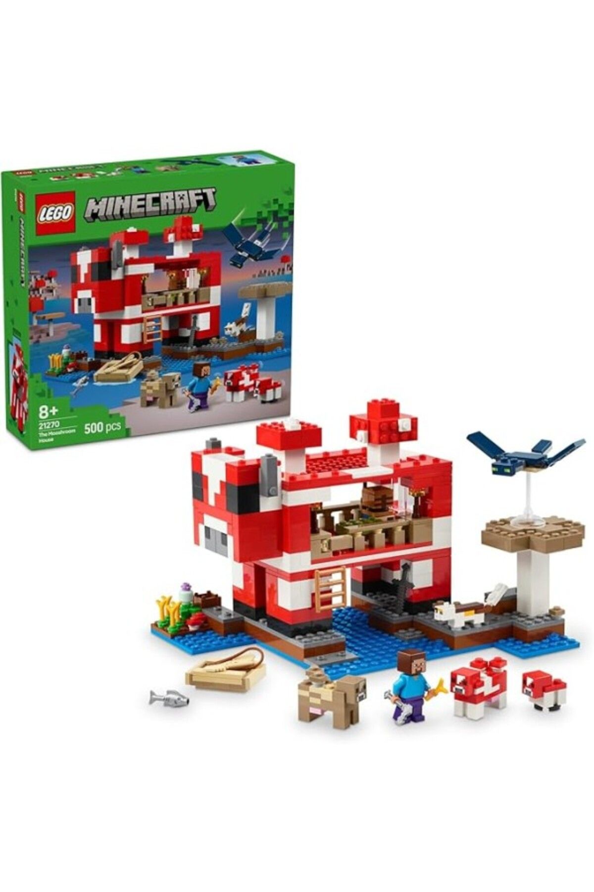 ShopZum Lego Minecraft Mooshroom Evi 21270, 8 Yaş Ve Üzeri Erkek Ve Kız Çocuklar Için Mantar Tarlaları