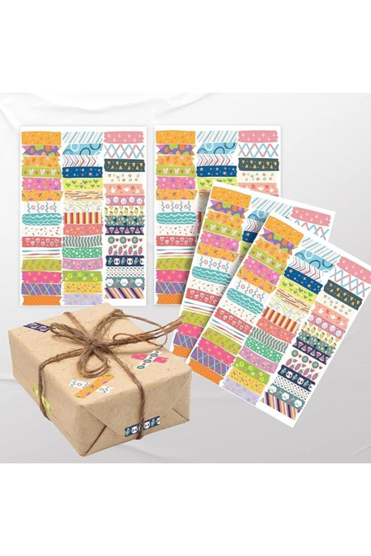 ShopZum Colortouch Paketleme Çıkartmaları - Hediyeler Için Şerit Sticker - 180 Adet 1.2X4.5 Cm - Renkli