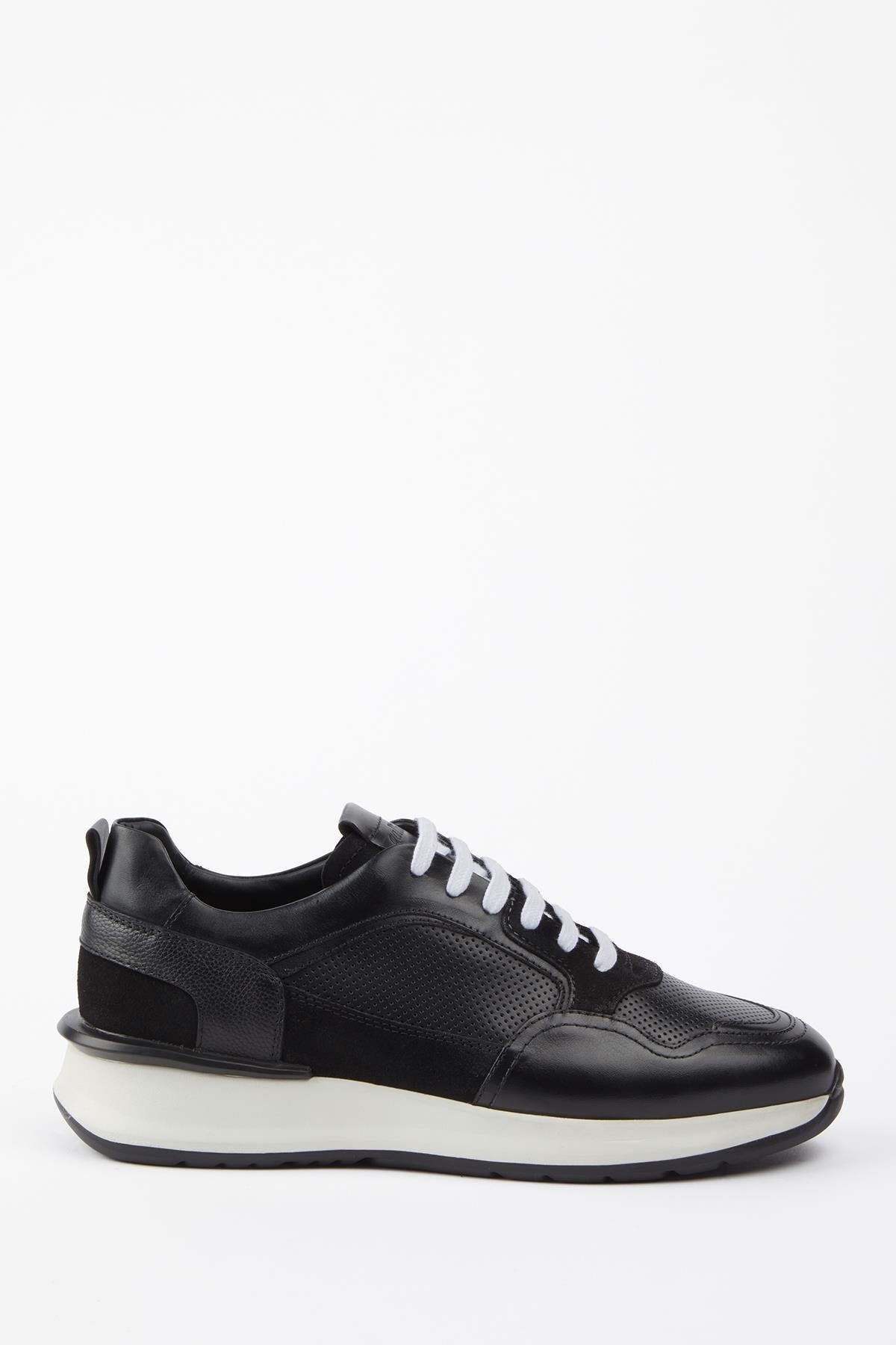 Galliano Shoes GENOVA Hakiki Deri Siyah Soft Floter Eva Hazır Taban Sneaker