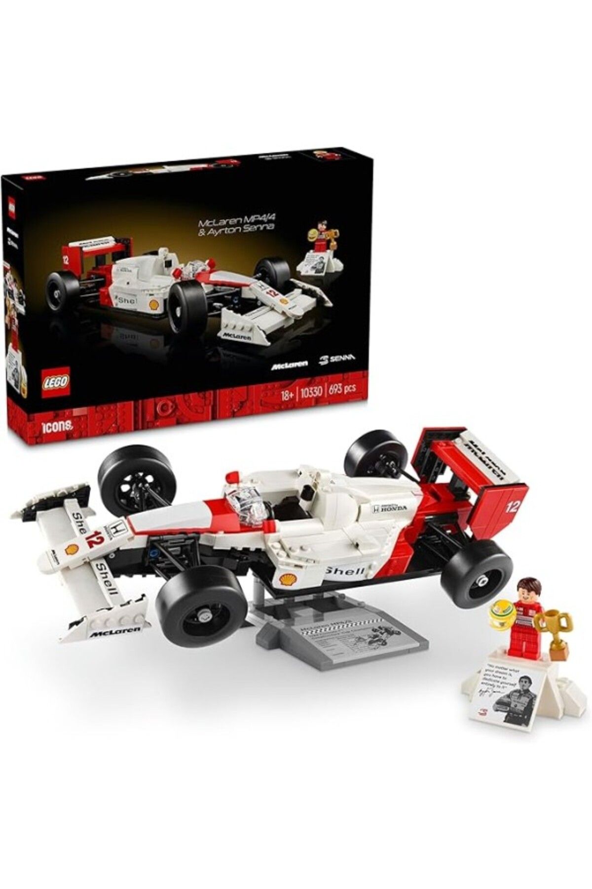 ShopZum Icons Mclaren Mp4/4 Ve Ayrton Senna 10330 - Araç Tutkunu Yetişkinler Koleksiyonluk