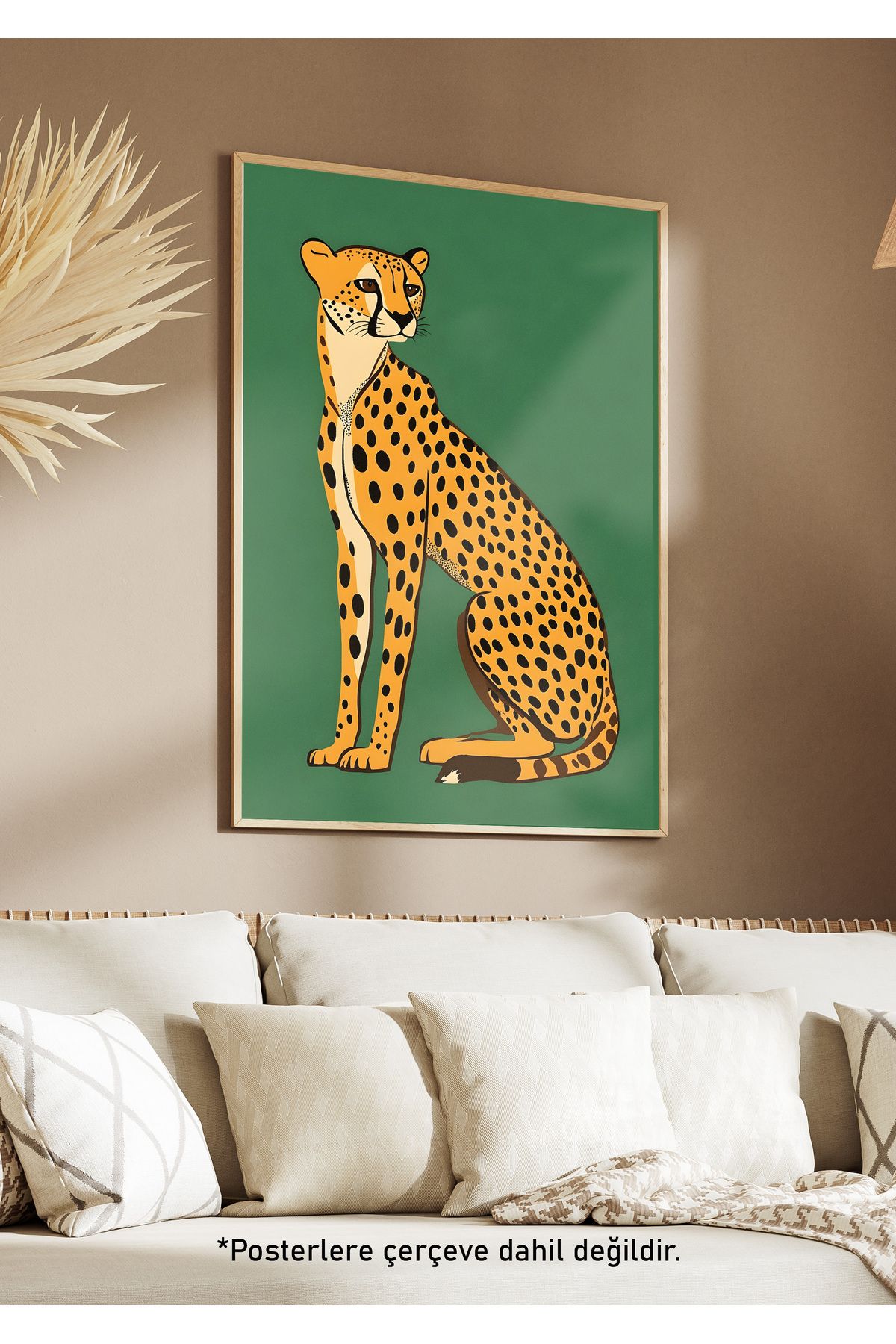 One Little Happiness GREEN CHEETAH Poster Estetik Duvar Posteri , Çerçevesiz Poster