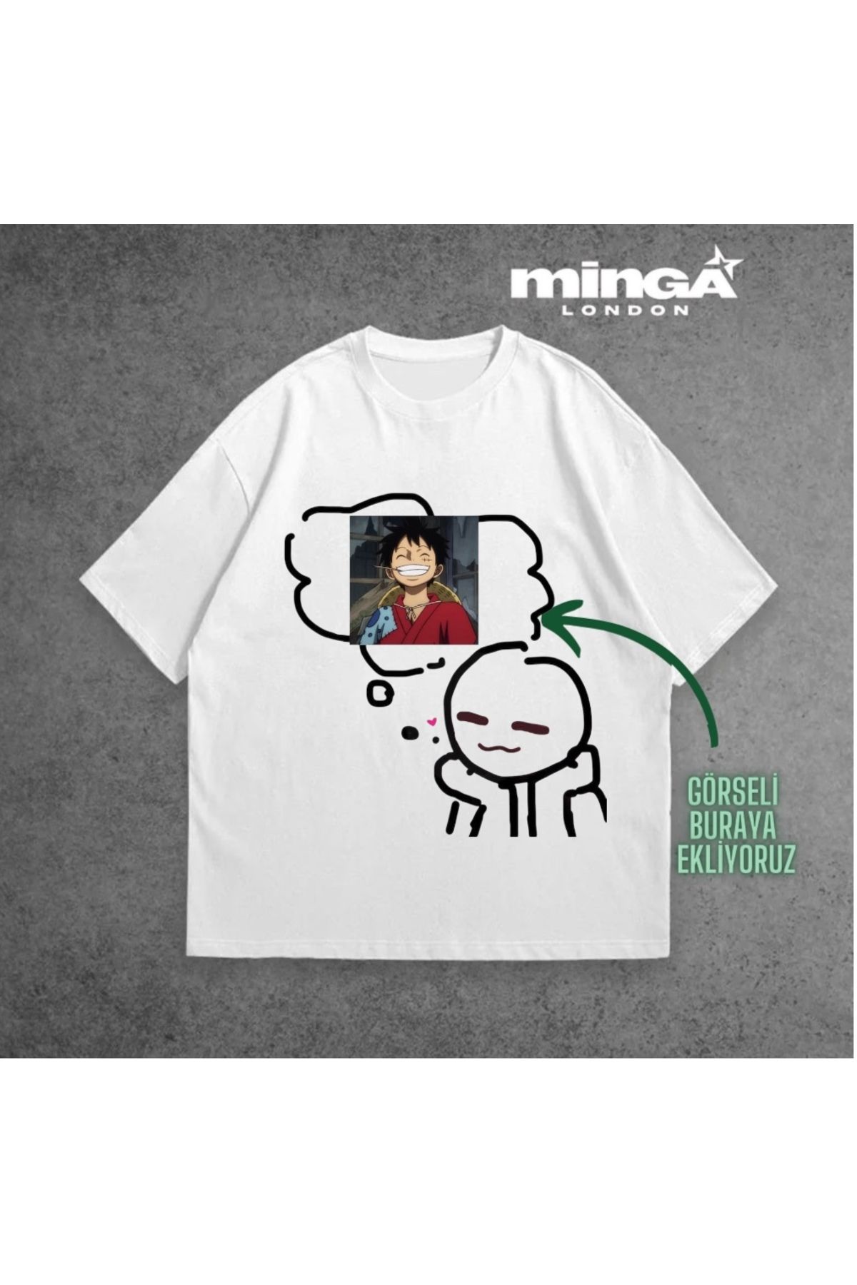 Minga London I Thinking About You Kişiye Özel Baskılı Beyaz Oversize Tshirt- Minga London