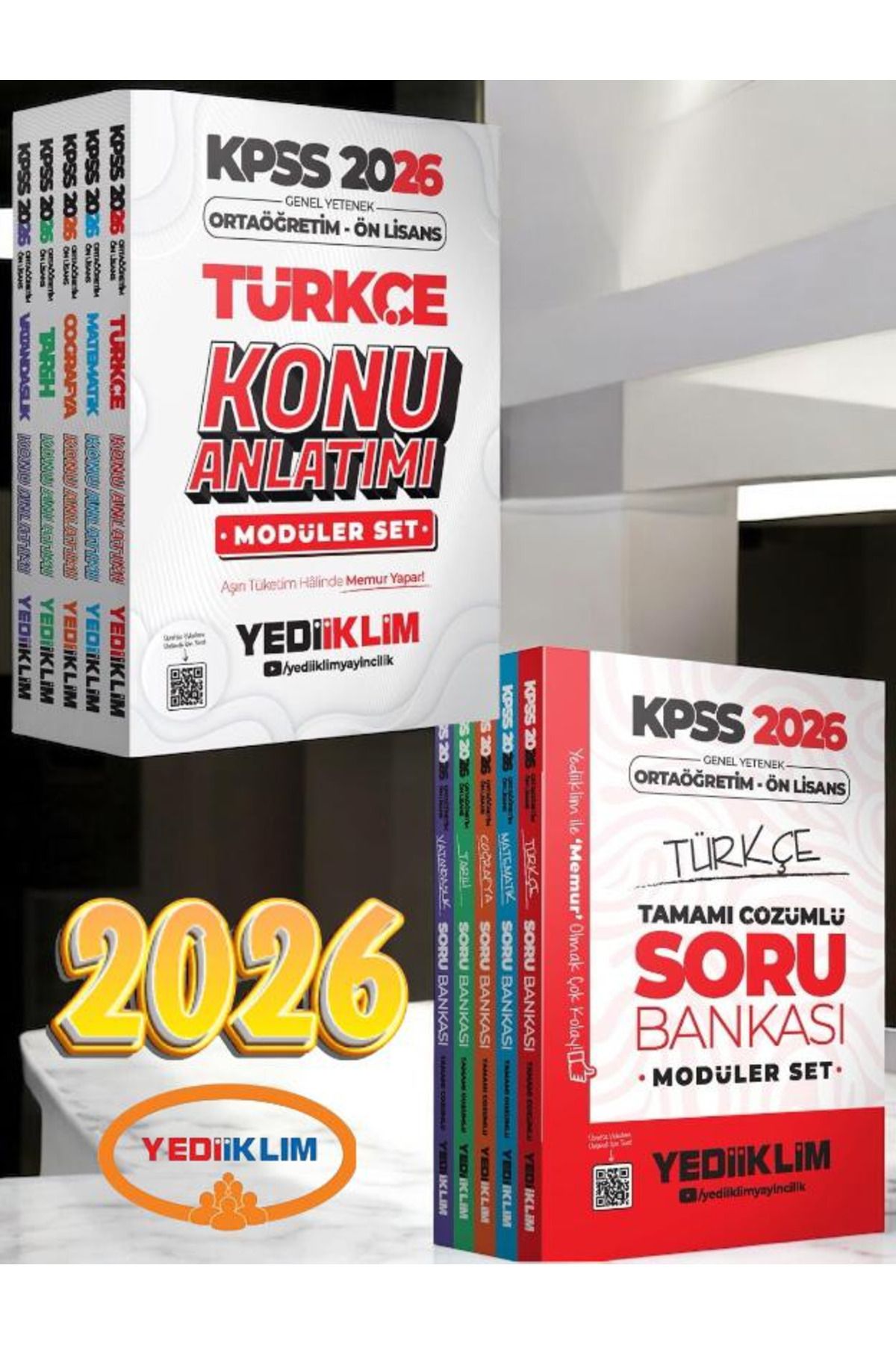 Yediiklim Yayınları 2026 KPSS Ortaöğretim Ön Lisans Genel Yetenek Genel Kültür Çözümlü Soru Bankası Ve Konu Anlatım Set