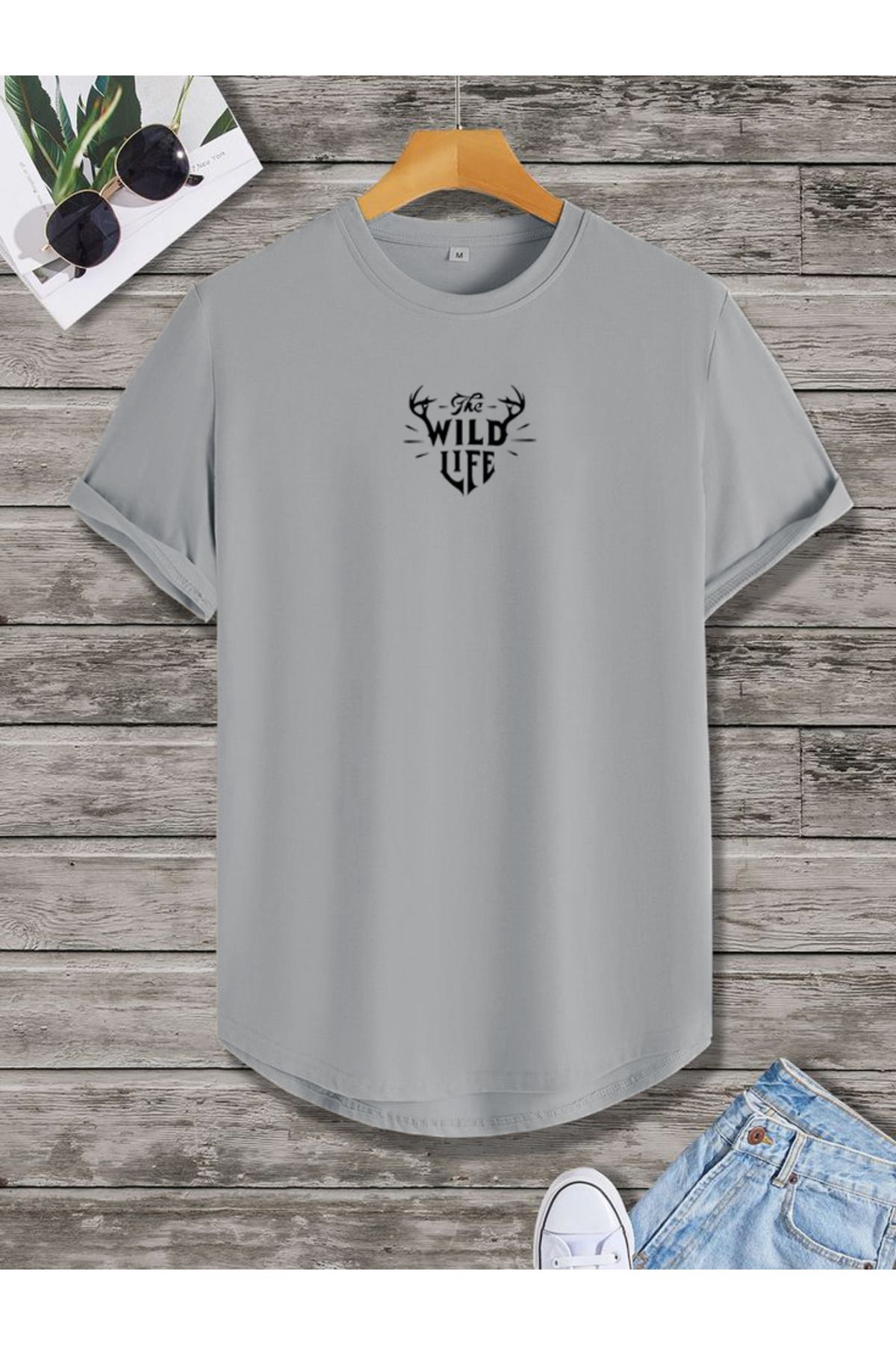 FAVORİST THE WILD LIFE Oval Etek Pamuklu Yazlık Unisex Tshirt Karışık Baskılı