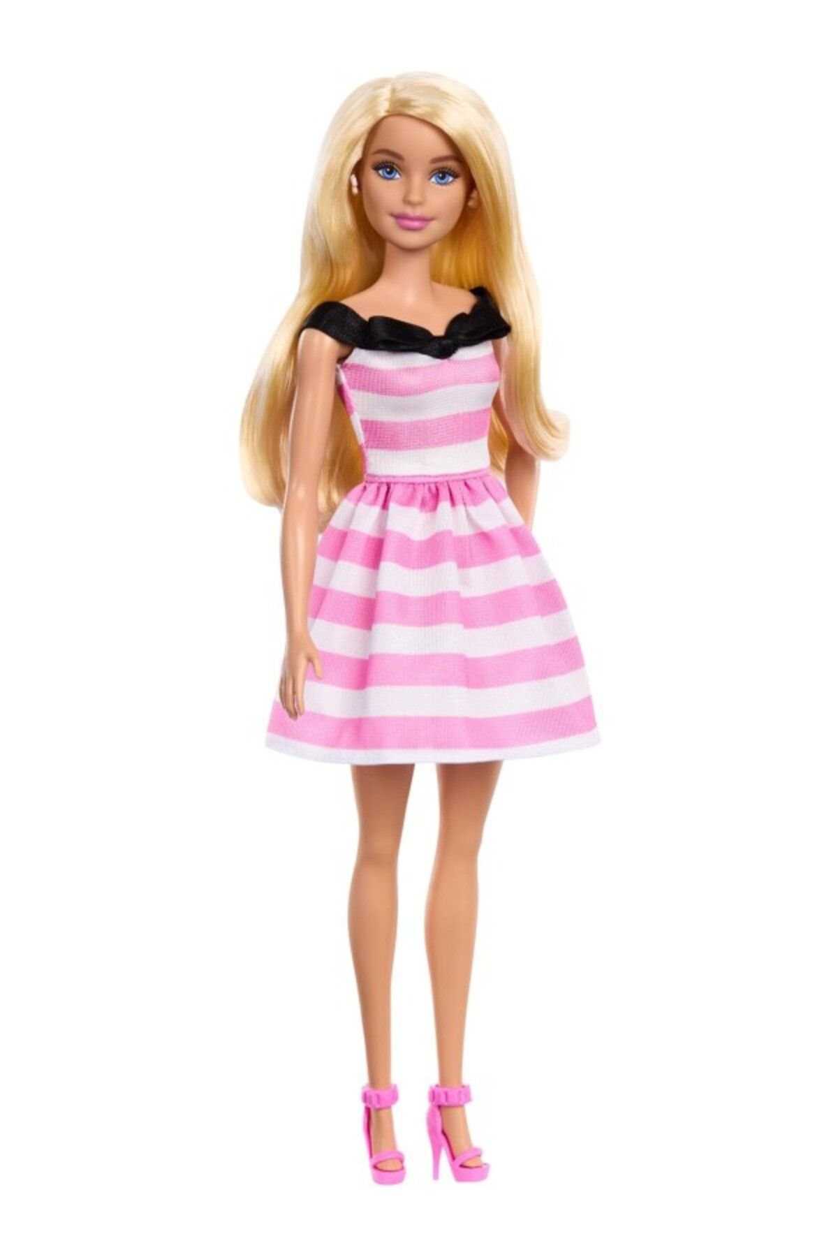 ShopZum Barbie Bebek Barbie'nin 65. Yıl Dönümü Bebek Ve Aksesuarlar, Sarı Saçlı Bebek Ve Pembe Çizgili