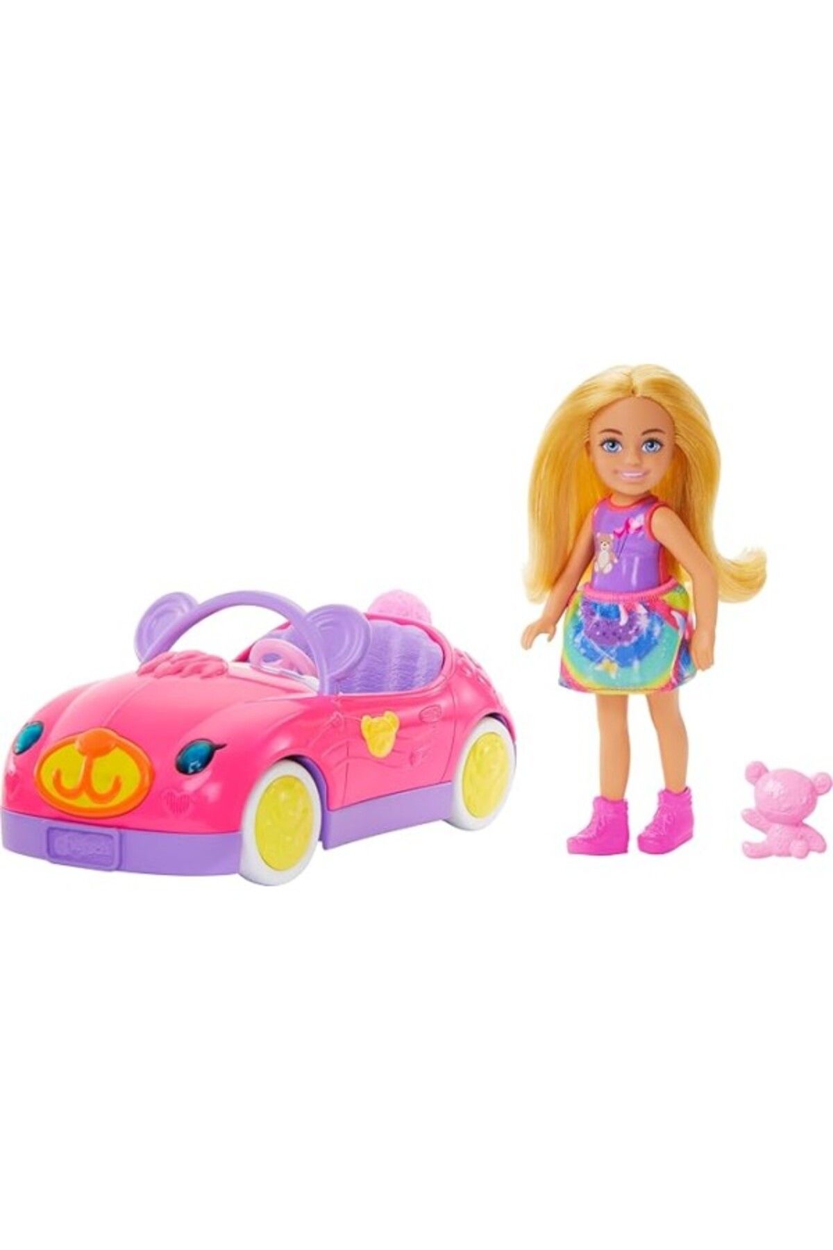 ShopZum Barbie Chelsea Araç Barbie Chelsea Araç Seti, Sarışın Küçük Bebek, Oyuncak Araba Ve Ayıcık Aksesuar