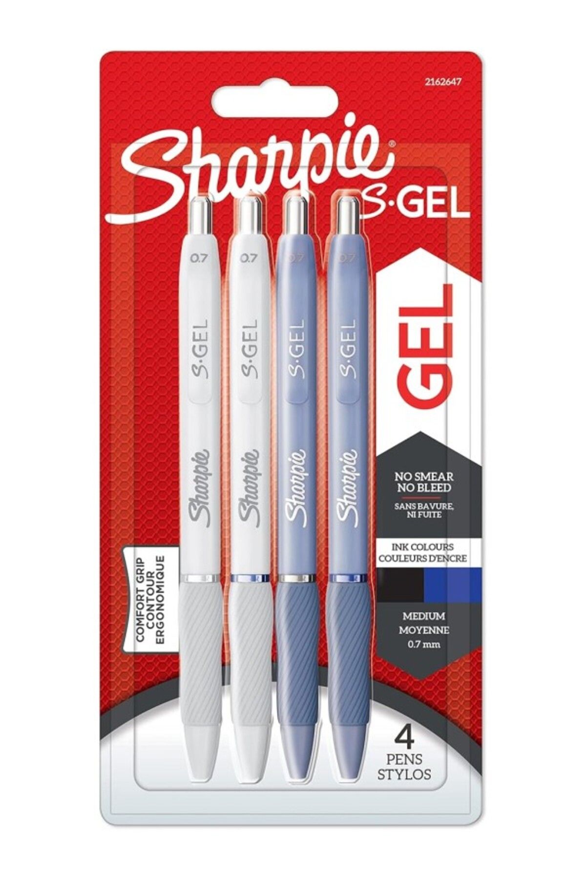 ShopZum S-Gel Jel Kalem 0.7 Mm Uç, Buz Mavisi & Beyaz İnci 4'Lü Paket, Siyah & Mavi Mürekkep