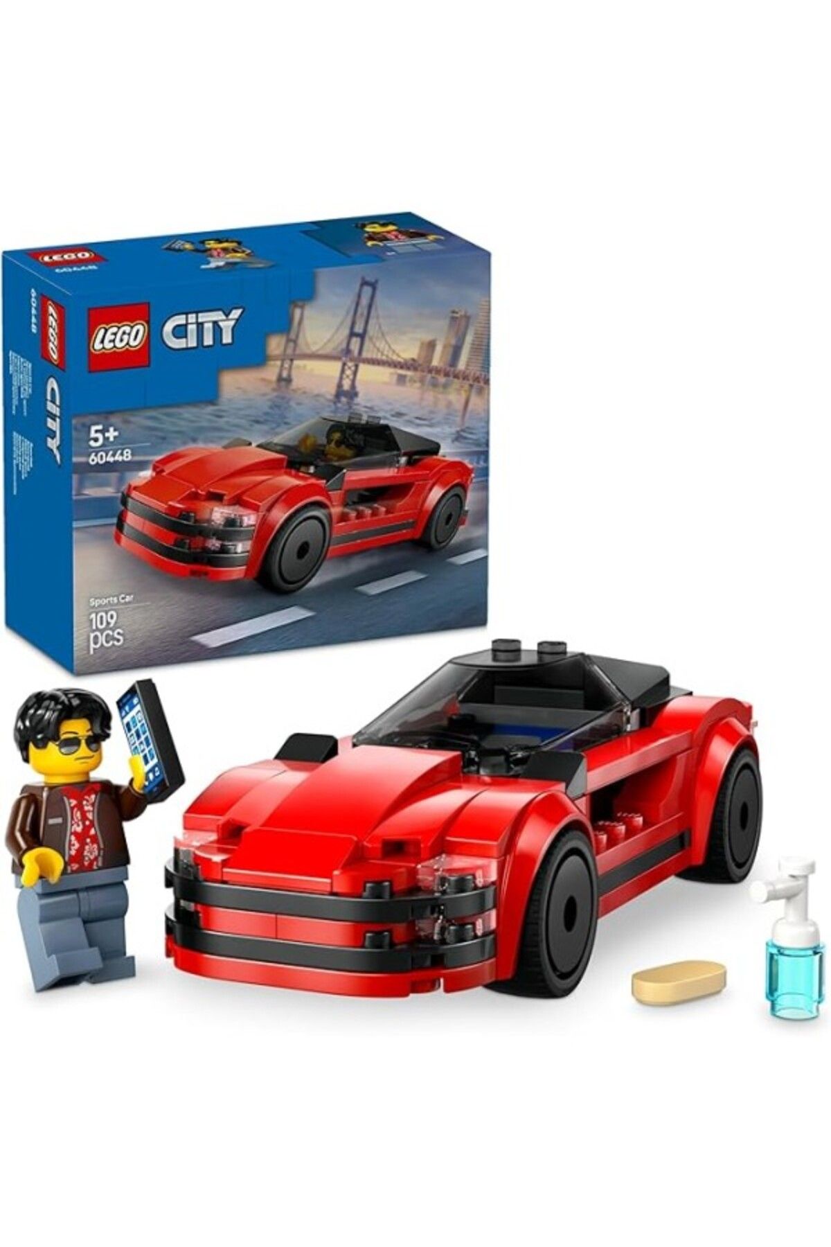 ShopZum City Kırmızı Spor Araba 60448-5 Yaş Ve Üzeri Çocuklar Yaratıcı Oyuncak Yapım Seti, Doğum