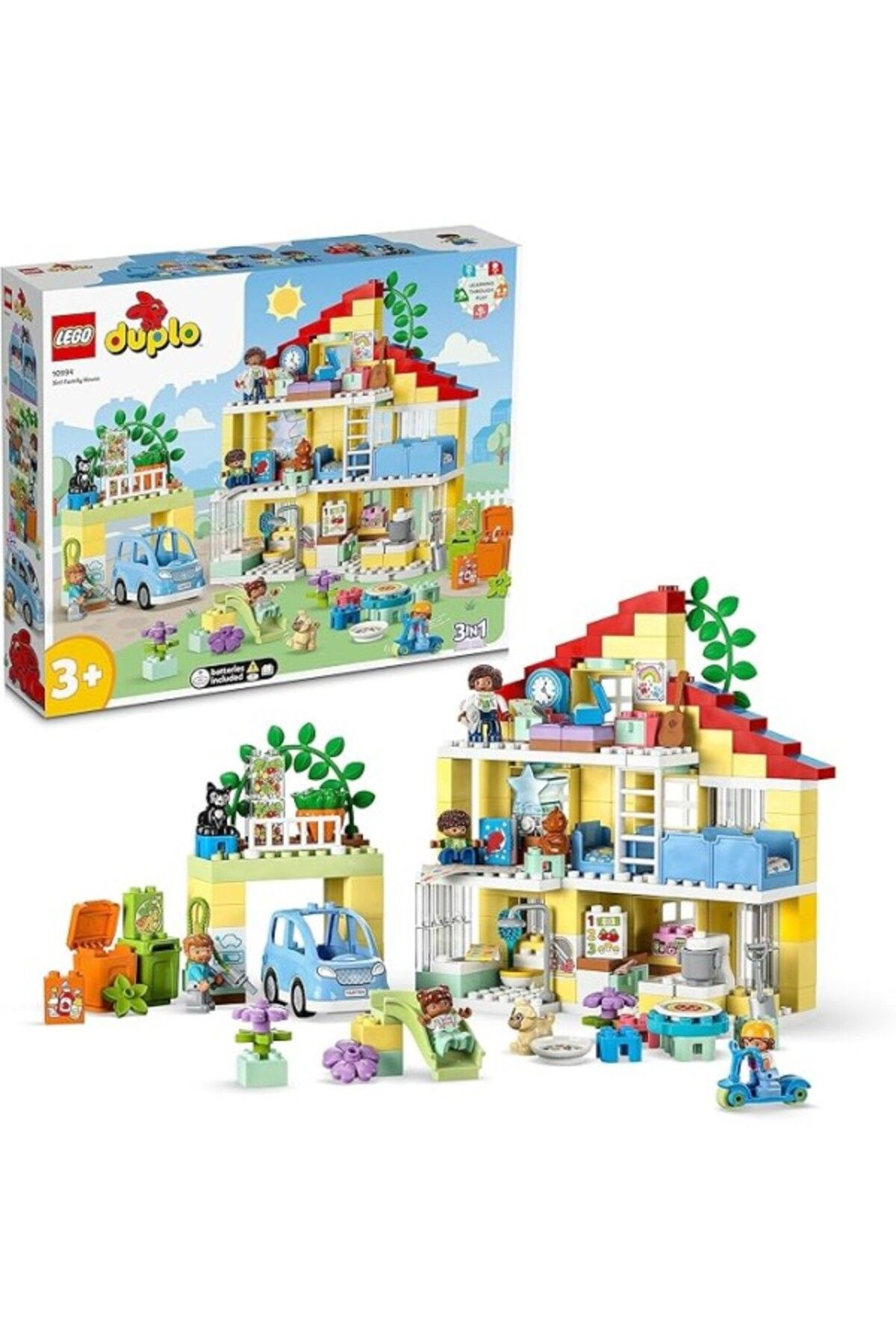 ShopZum Lego® Duplo® Kasabası 3’Ü 1 Arada Aile Evi 10994 Oyuncak Yapım Seti (218 Parça)