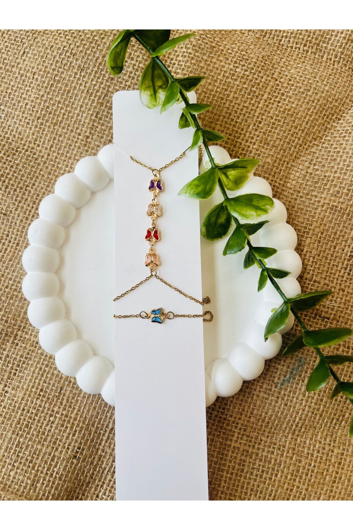 Luba Çelik Şahmeran Kelebek Model , Renkli Zirkon Taşlı