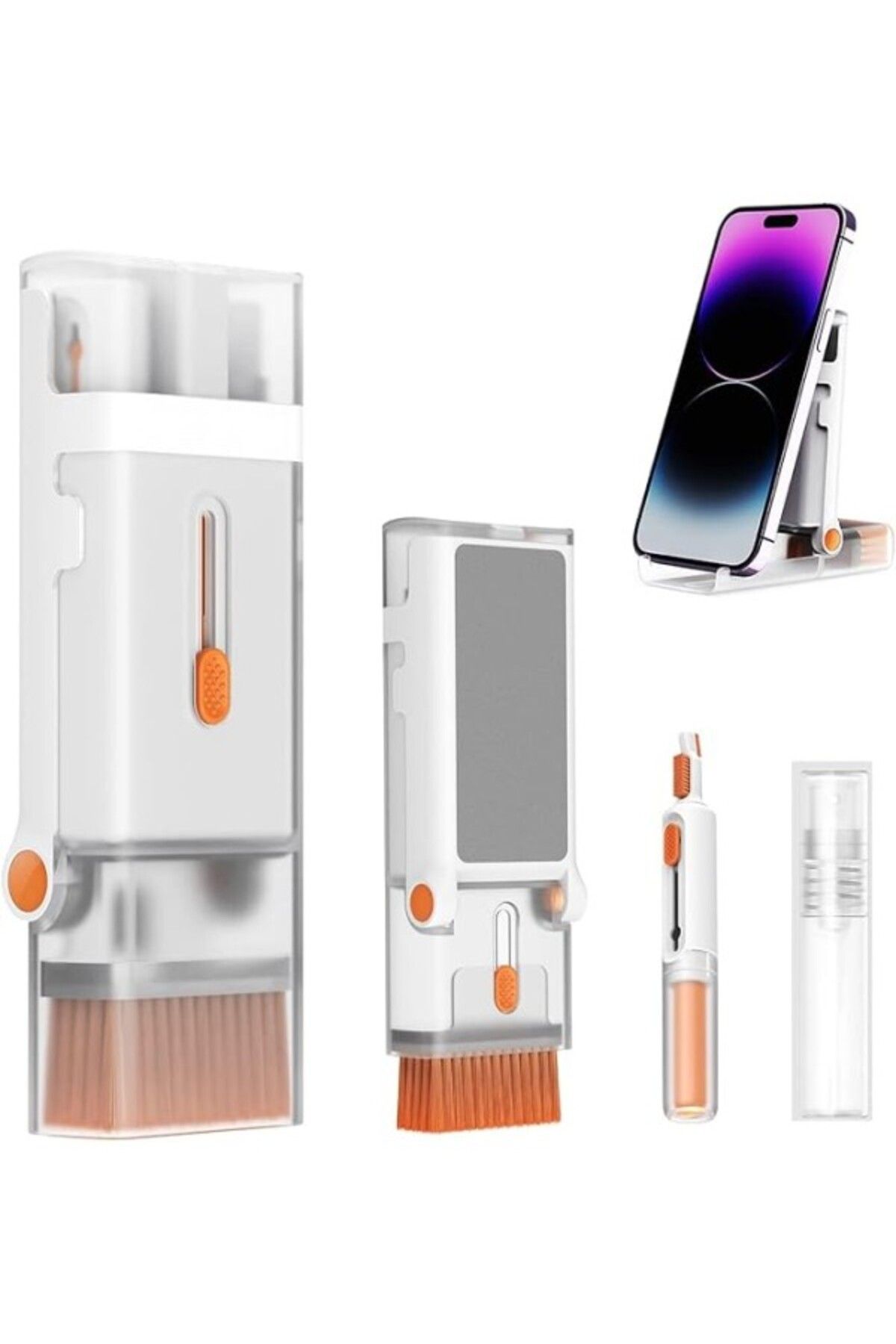 ShopZum Deppo Trend Çok Fonksiyonlu Temizlik Seti Fırça/Ekran Silme Özelliği Ve Telefon Standı Katlanabilir