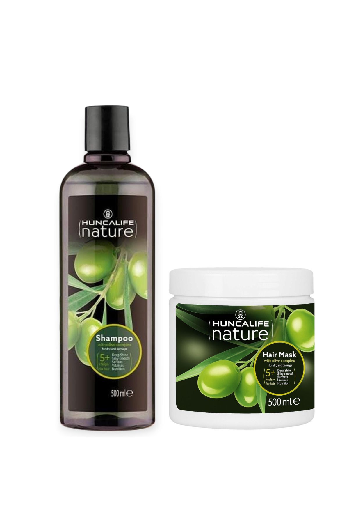 Huncalife Nature Zeytinyağlı Şampuan 500 ml + HL Nature Zeytinyağlı Saç Maskesi 500 ml
