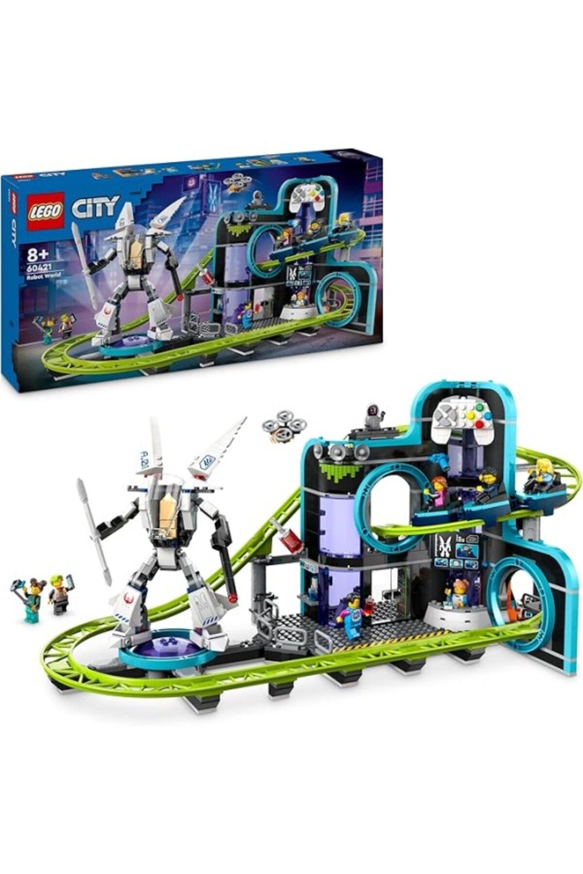 ShopZum City Robot Dünyası Hız Treni Parkı 60421-8 Yaş Ve Üzeri Çocuklar Yaratıcı Oyuncak Yapım