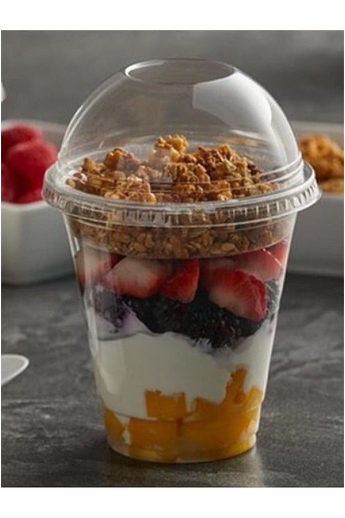 ShopZum 350 Cc Pet Plastik Milkshake Limonata Bardağı Kapaklı 50 Adet
