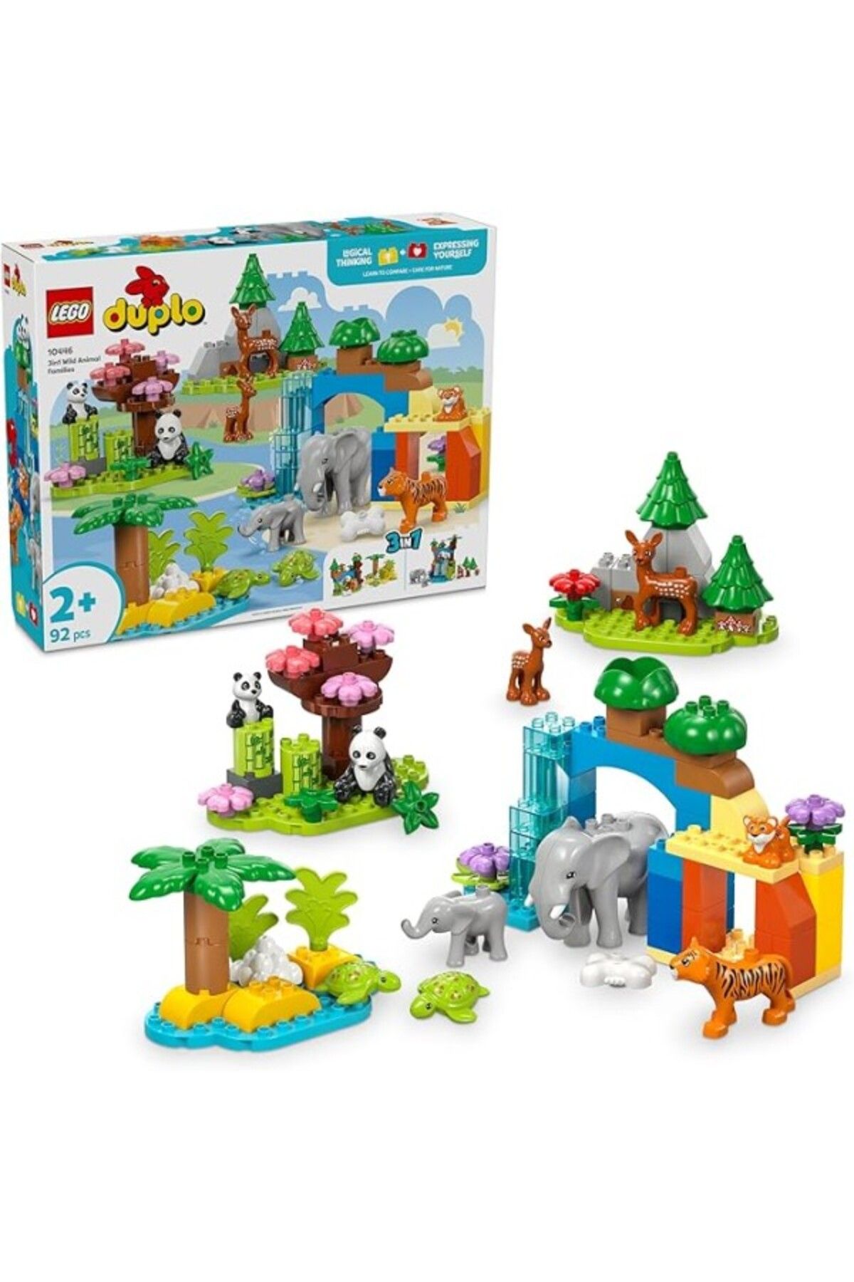 ShopZum Duplo Kasabası 3’Ü 1 Arada Vahşi Hayvan Aileleri 10446-2 Yaş Ve Üzeri Çocuklar Eğitici Ve