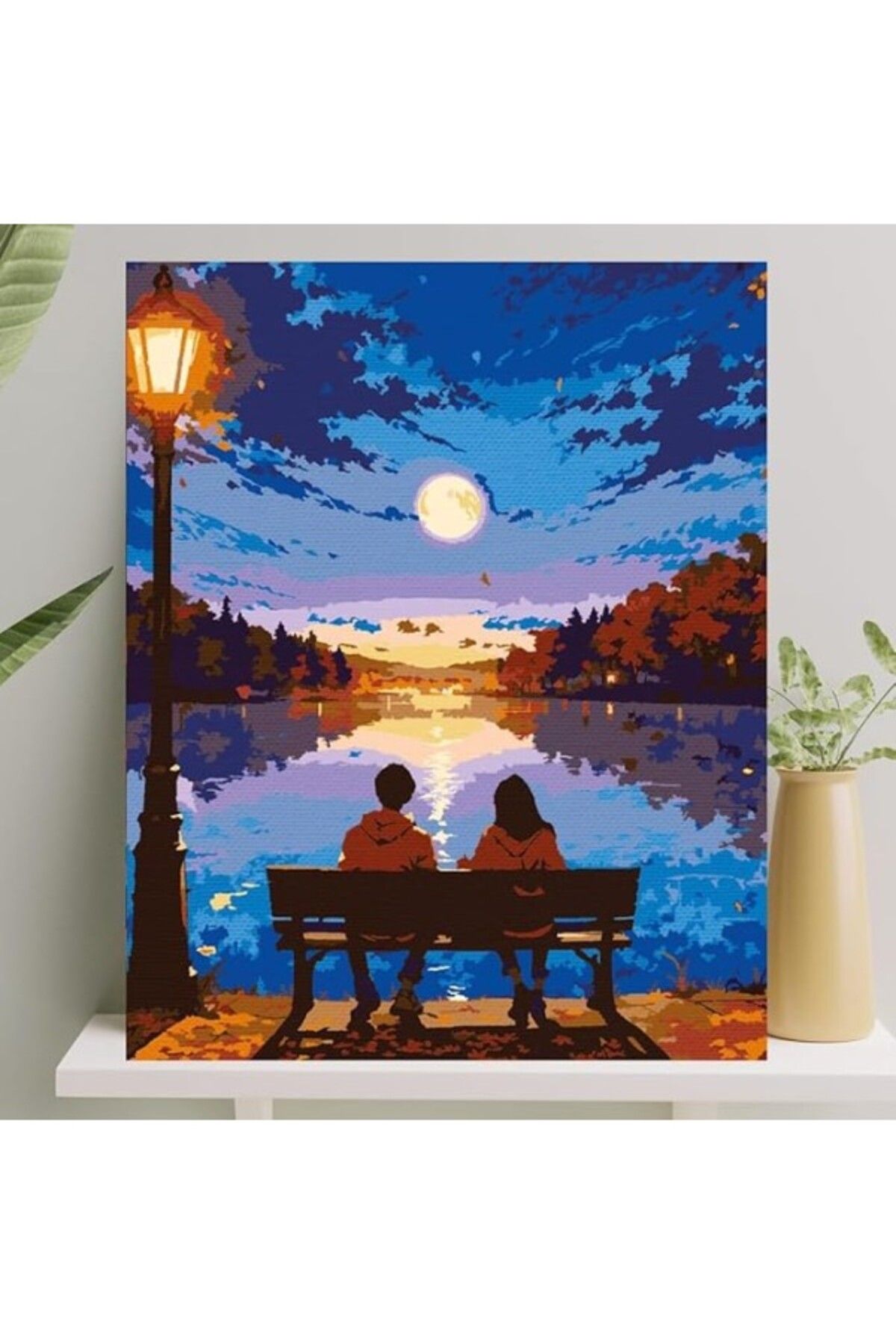ShopZum Sayılarla Boyama Tuval Seti Fırça Boya Dahil (Çıtalı) 40X50 Cm - İlk Buluşma