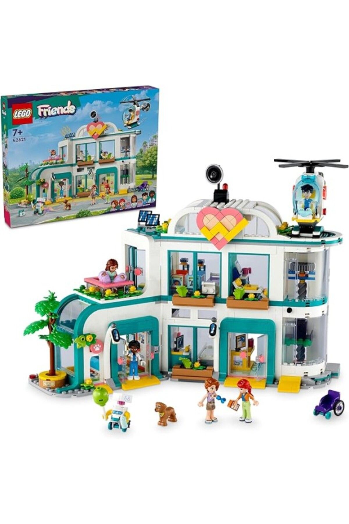 ShopZum Lego Friends Heartlake City Hastanesi 42621-7 Yaş Ve Üzeri Çocuklar Için Helikopter Modeli İçeren