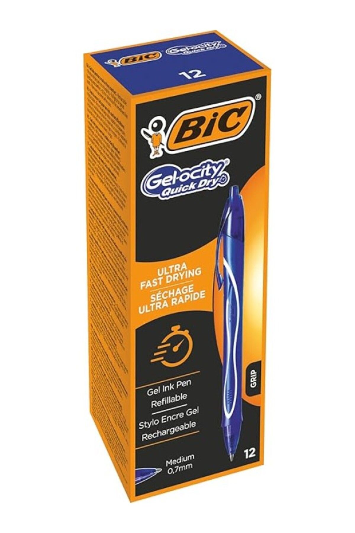 ShopZum Gel-Ocity Quick Dry Hizli Kuruyan Jel Kalem 12'Li Kutu Mavi, 0.7 Mm Orta Kalınlıkta Uç, Hızlıca