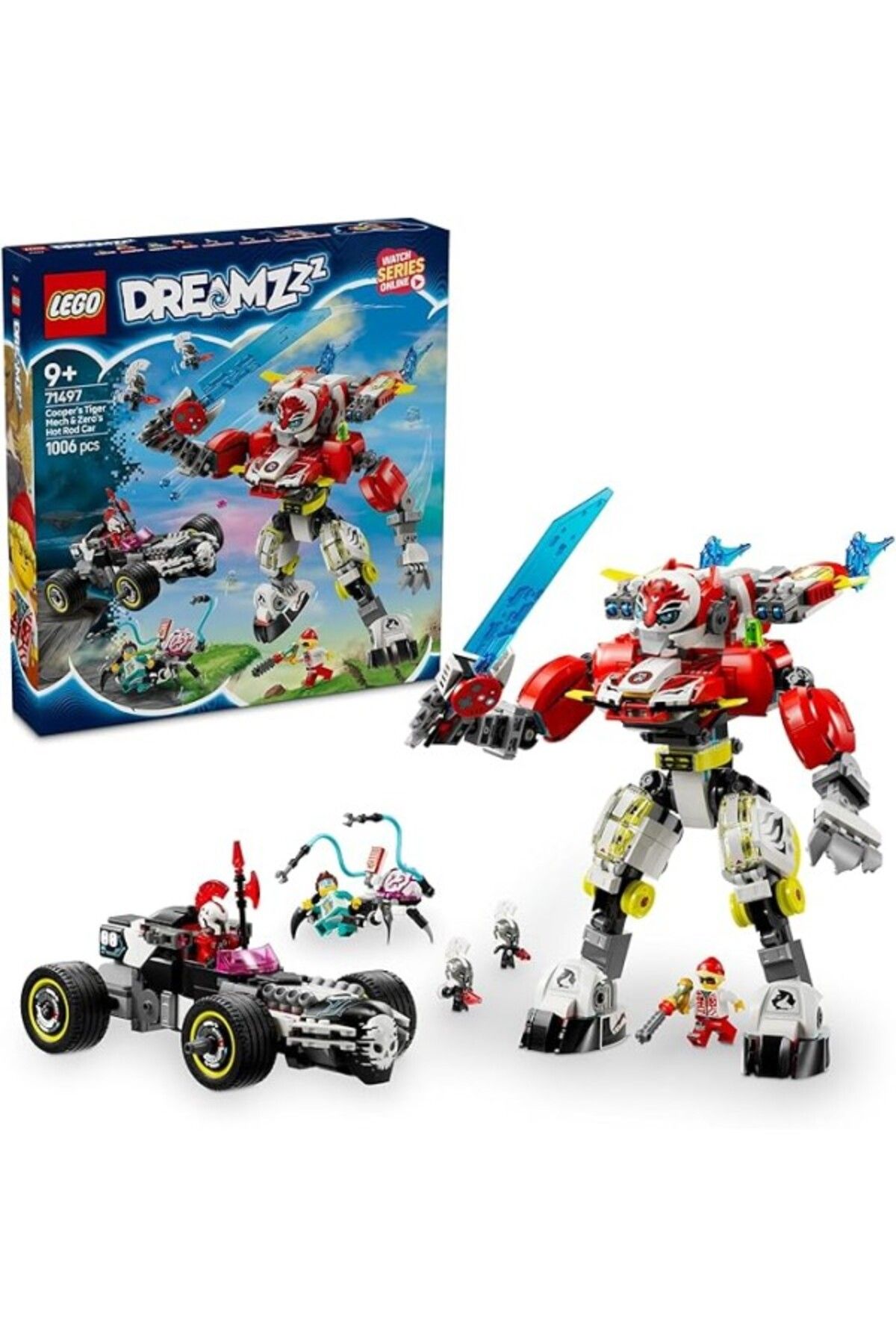 ShopZum Dreamzzz Cooper’In Kaplan Robotu Ve Zero’Nun Hot Rod Arabası 71497-9 Yaş Ve Üzeri Çocuklar