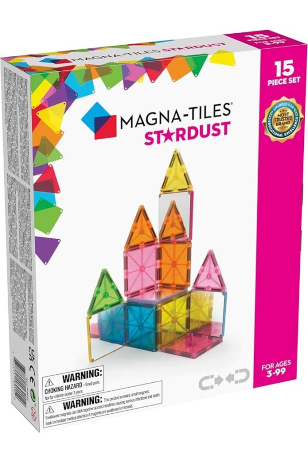 ShopZum Magna-Tiles 18915 Parılıtlı Ve Aynalı 15'Li Set, Çok Renkli
