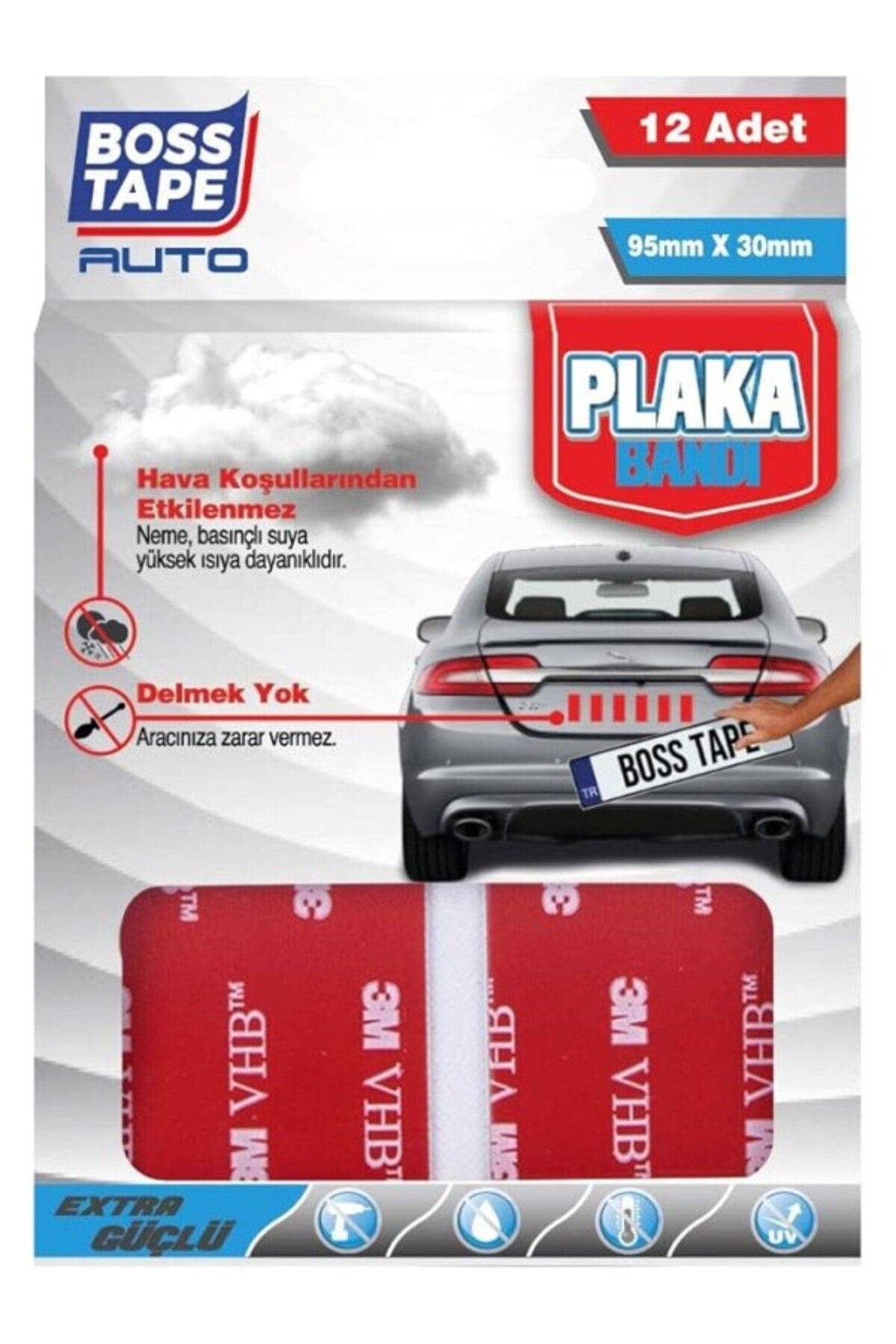 ShopZum Tape 3M Yapıştırıcılı Plaka Yapıştırma Bandı 12 Adet