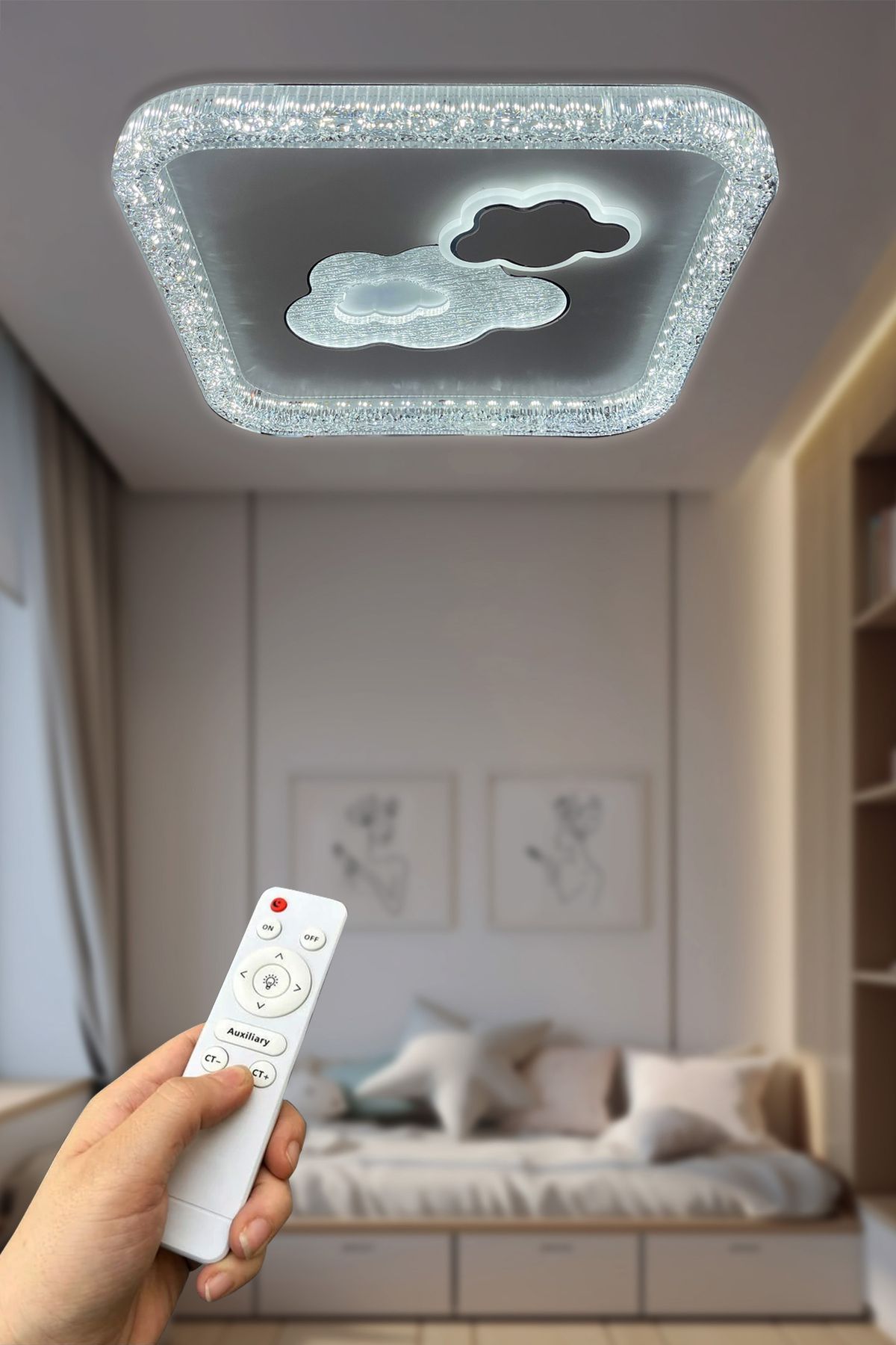RSCOLLECTIONS Salvadar Kare Plafonyer Kumandalı Led Avize