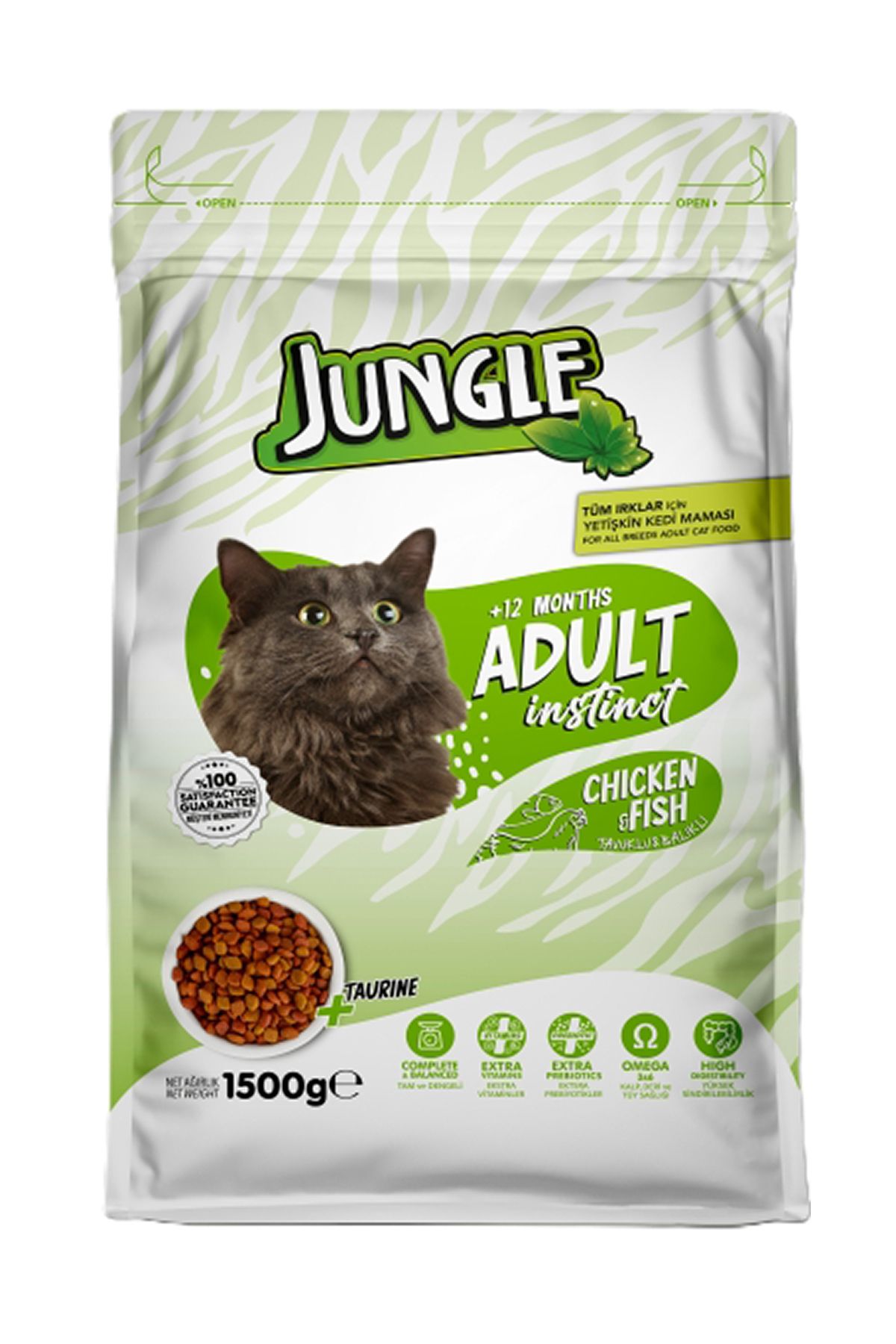 Jungle 1,5 KG KURU KEDİ MAMASI YETİŞKİN TAVUK-BALIKLI