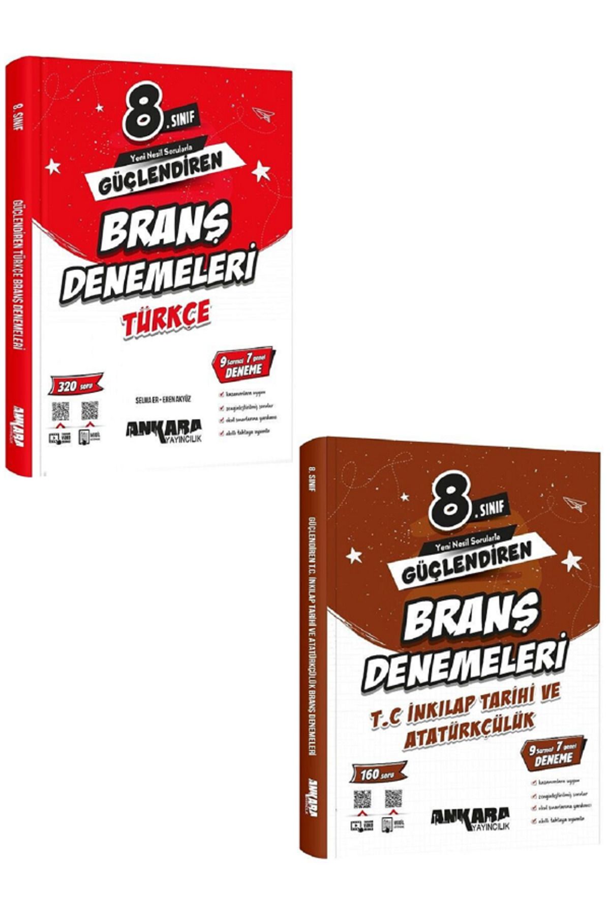Evrensel İletişim Yayınları 8.Sınıf Ankara Güçlendiren Türkçe + İnkılap Tarihi Branş Denemeleri / 480 Soru - 2 KİTAP SET