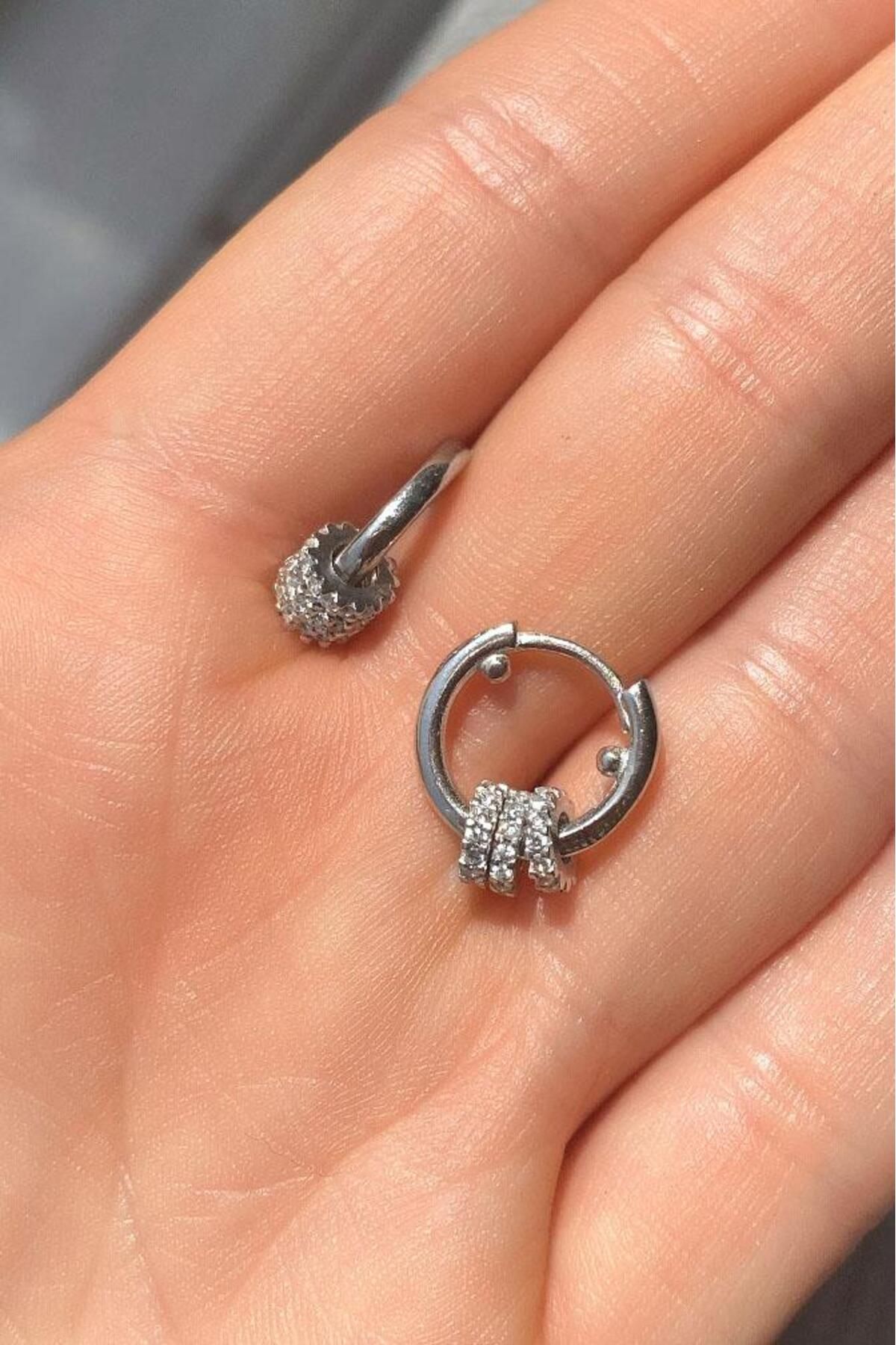 Spossy Silver Jewelry Küçük Boy 3 Halkalı Küpe