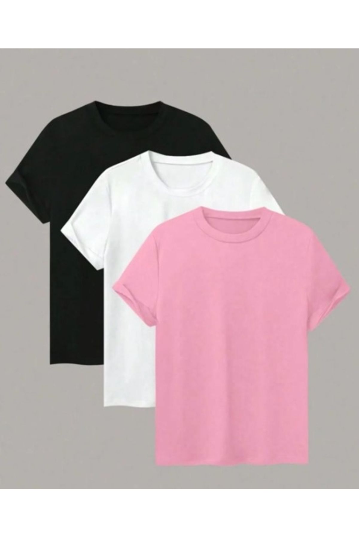 pandy 3'lü Unisex Oversize Suprem T-Shirt - Tişört