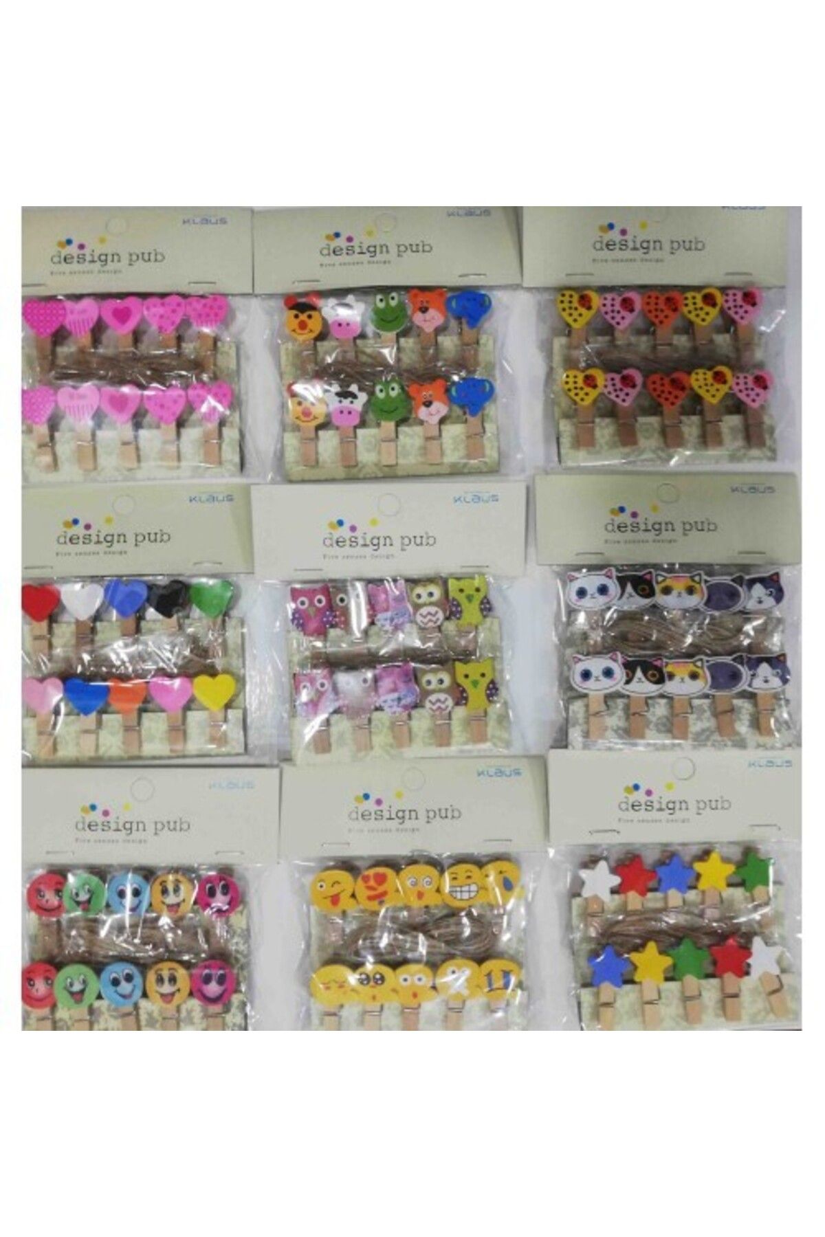Vemora 10'lu Şekilli Ahşap Mandallar 3.5cm (10'lu Set-10 Paket)