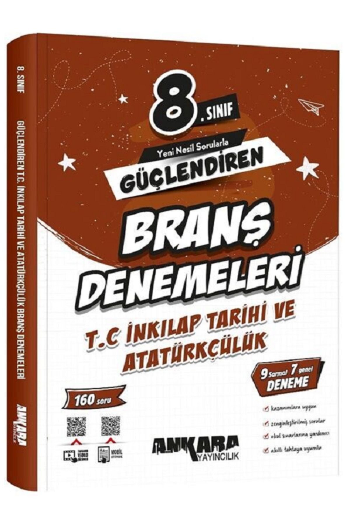 Evrensel İletişim Yayınları 8.Sınıf Ankara Güçlendiren İNKILAP TARİHİ Branş Denemeleri / 9 Sarmal 7 Genel Deneme / 160 Soru