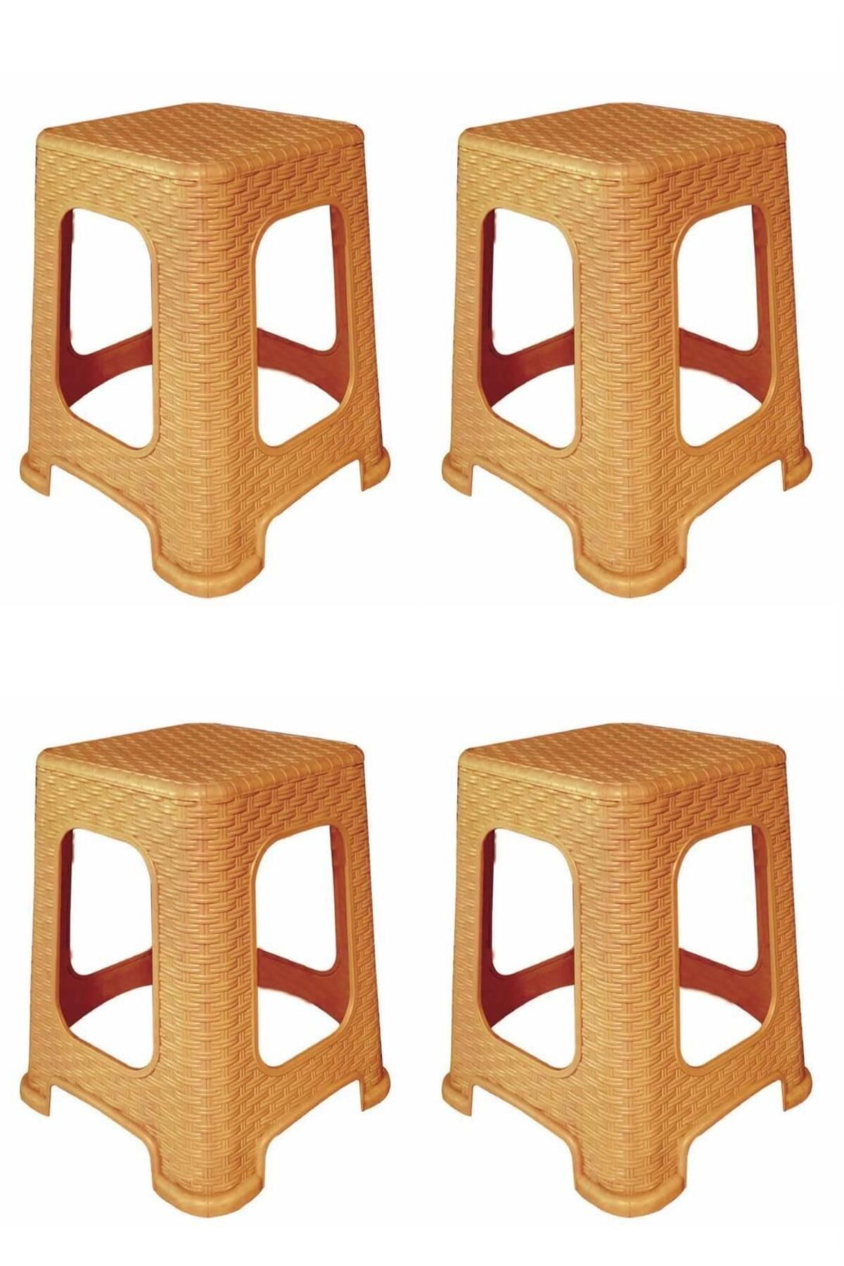 regnum plastik (4 Adet ) A+KALİTE Rattan Tabure Renk Kodu (TEAK)