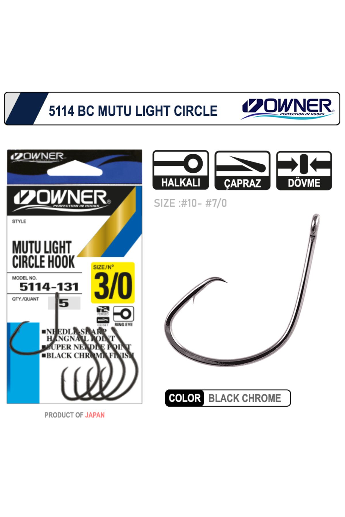 Owner 5114 Mutu Light Black Chrome İğne 6 numara