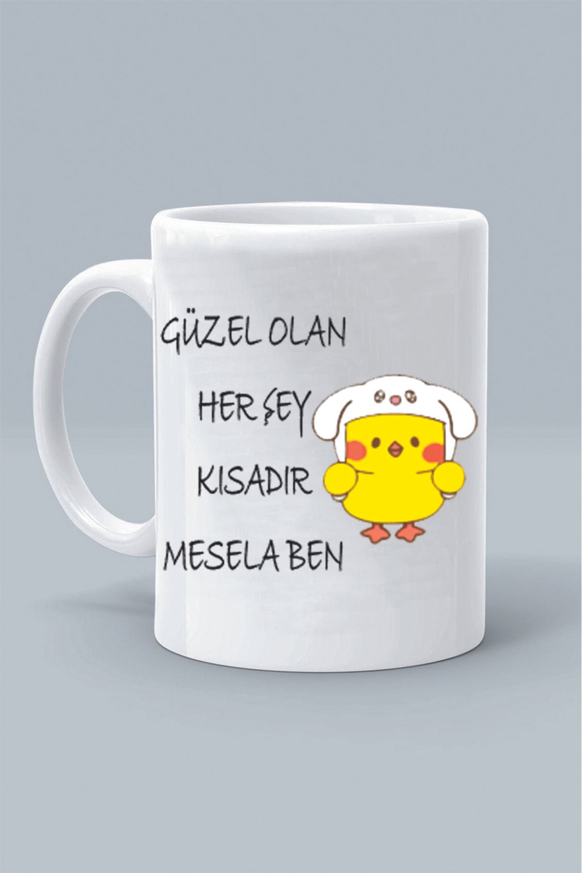 Olympus plus GÜZEL OLAN HE ŞEY KISADIR MESELA BEN MODDO TASARIM BASKILI BEYAZ KLASİK KUPA BARDAK
