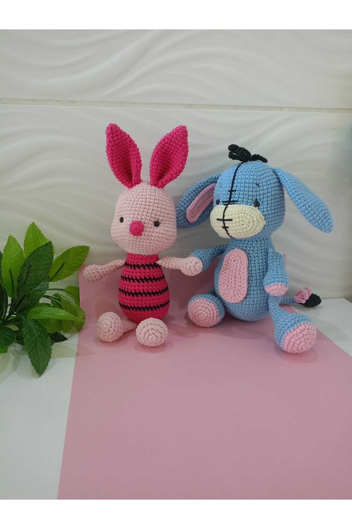 designbyoykum EL ÖRGÜSÜ EYORE VE PİGLET OYUNCAK (UYKU ARKADAŞI)