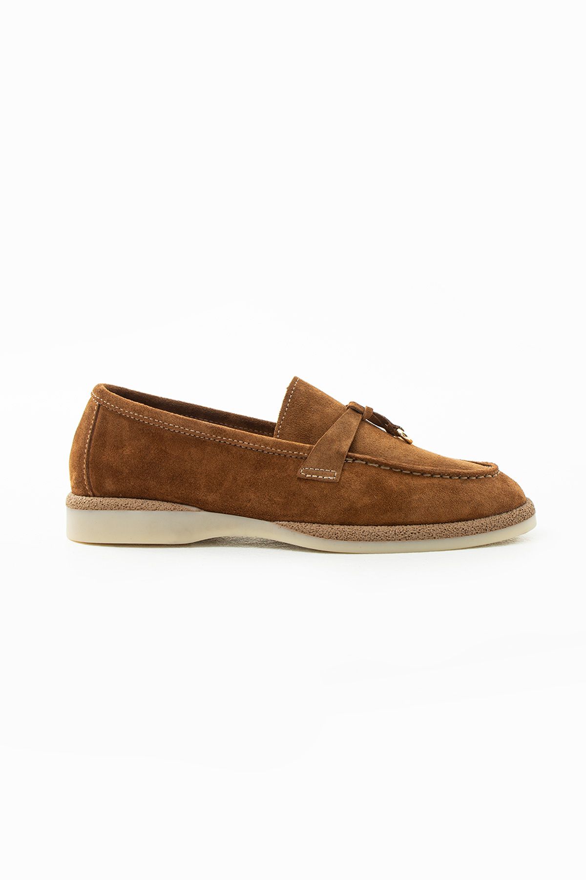 Siena Shoes Lora Kadın Toka Detaylı Hakiki Deri Loafer Taba Süet