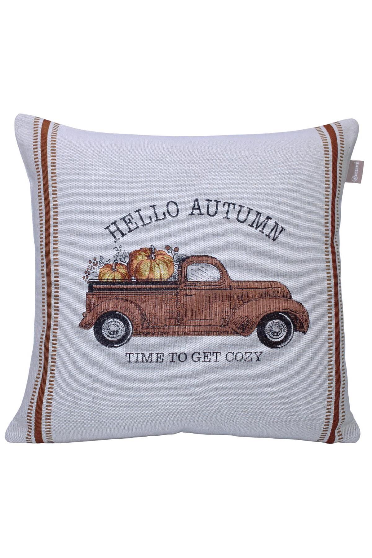 Believe HELLO AUTUMN JAKARLI DOKUMA GOBLEN DEKORATİF SONBAHAR KIRLENT 45*45