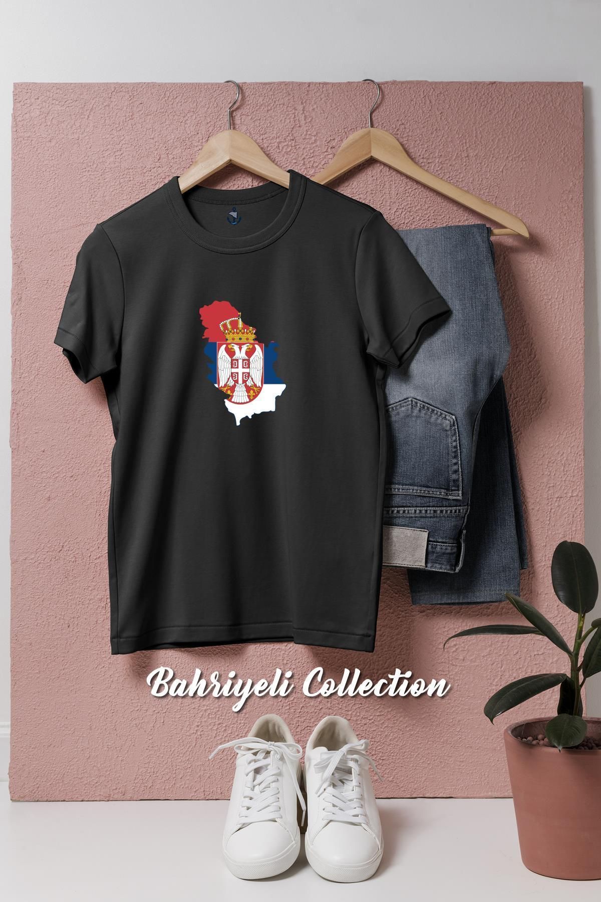 bahriyeli.jpeg Oversize Sırbistan Haritası Ve Sembolü Tasarımlı Unisex T-Shirt
