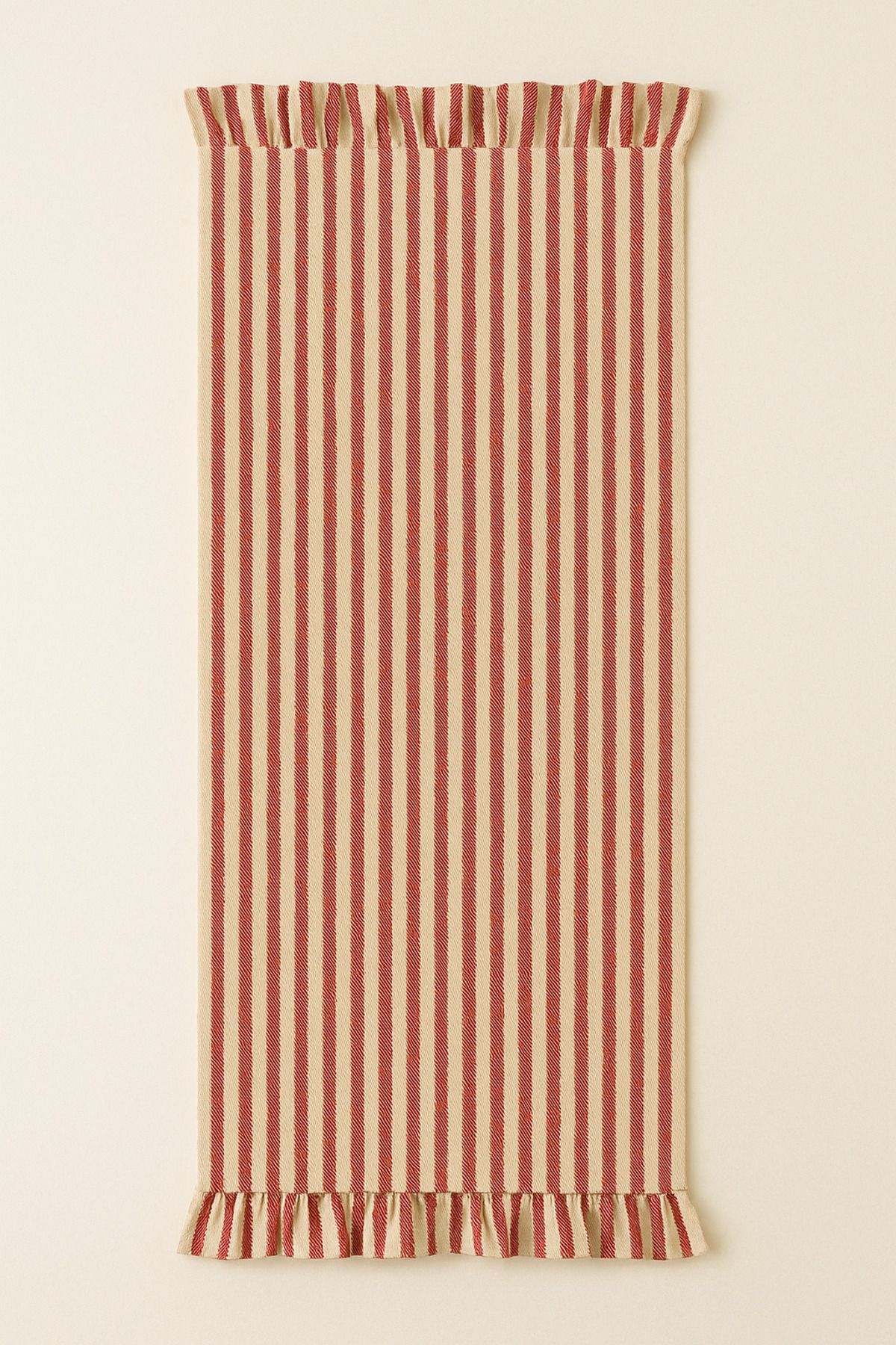 Mirilliahome Fırfırlı Pudra Çizgili Keten Runner 40x150 cm