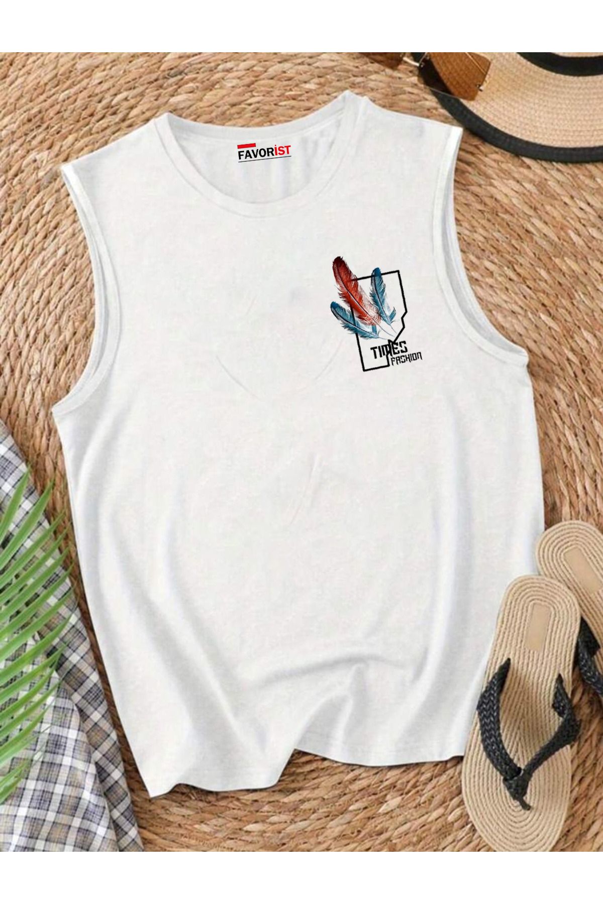 FAVORİST TIMES FASHION Omuzu Açık Kadın Pamuklu Kolsuz Yazlık T-shirt Atlet