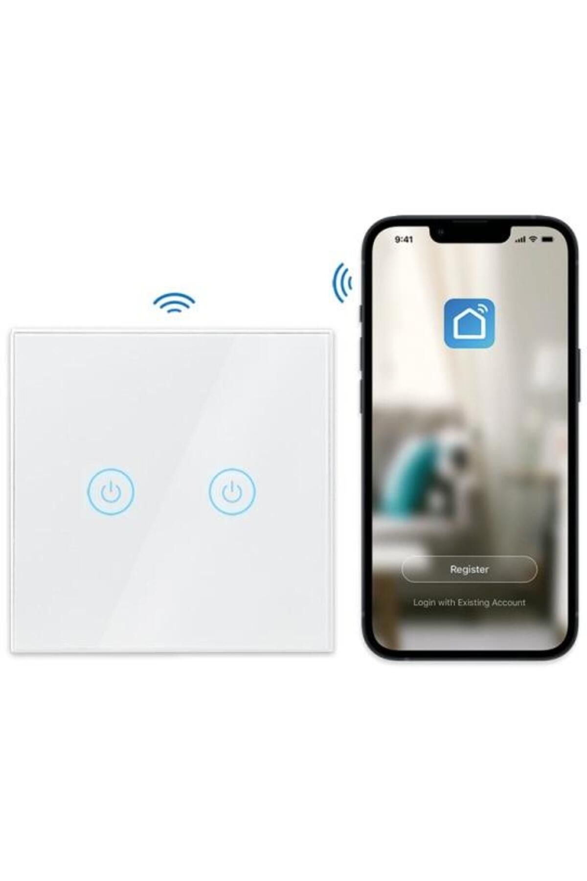 LogiLink-Intrerupator inteligent LogiLink SH0125, Wi-Fi, 2 butoane, touch control, indicator LED 5