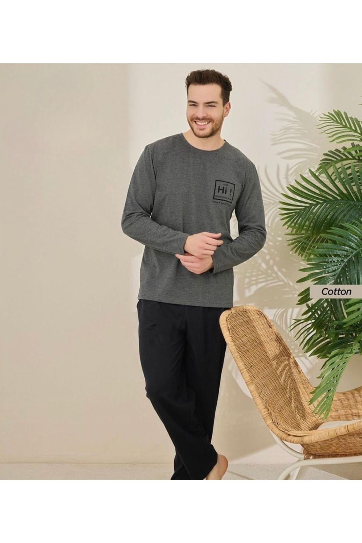 İpek Erkek Uzun Kol %100 Pamuk Pijama Takımı