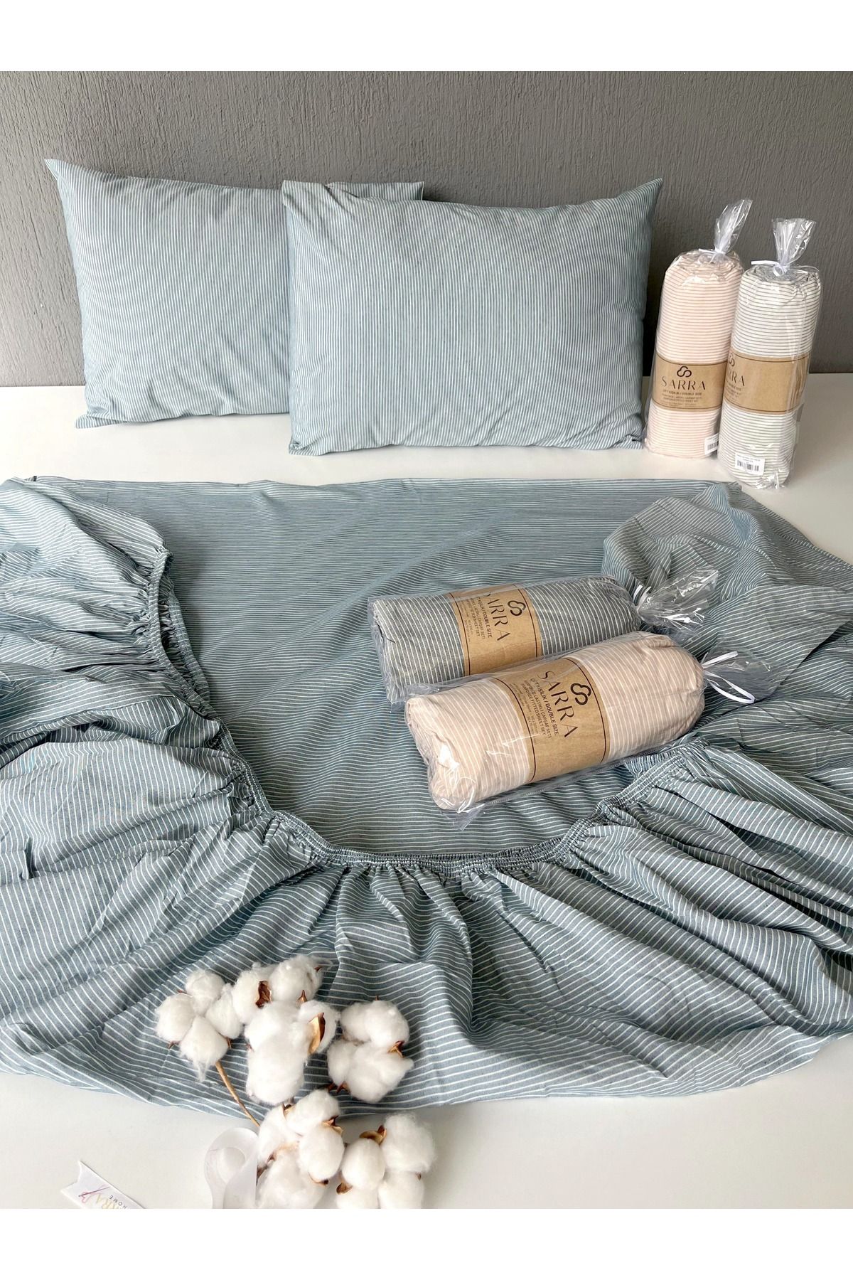 HOME MOD STORE-Fitted Sheet Set with Elastic and Pillow Case 3